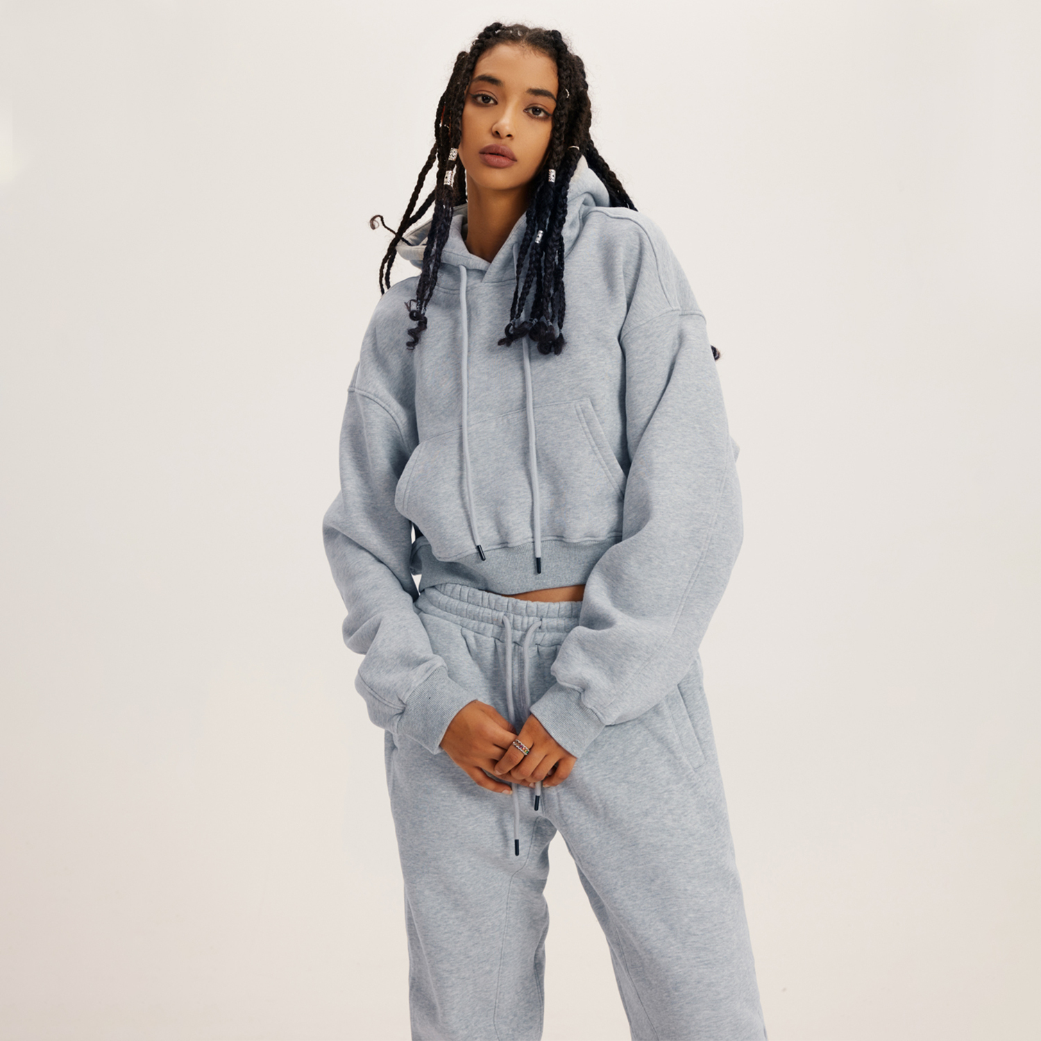 Streetwear Women's Fleece Crop Hoodie - Print On Demand | HugePOD-5