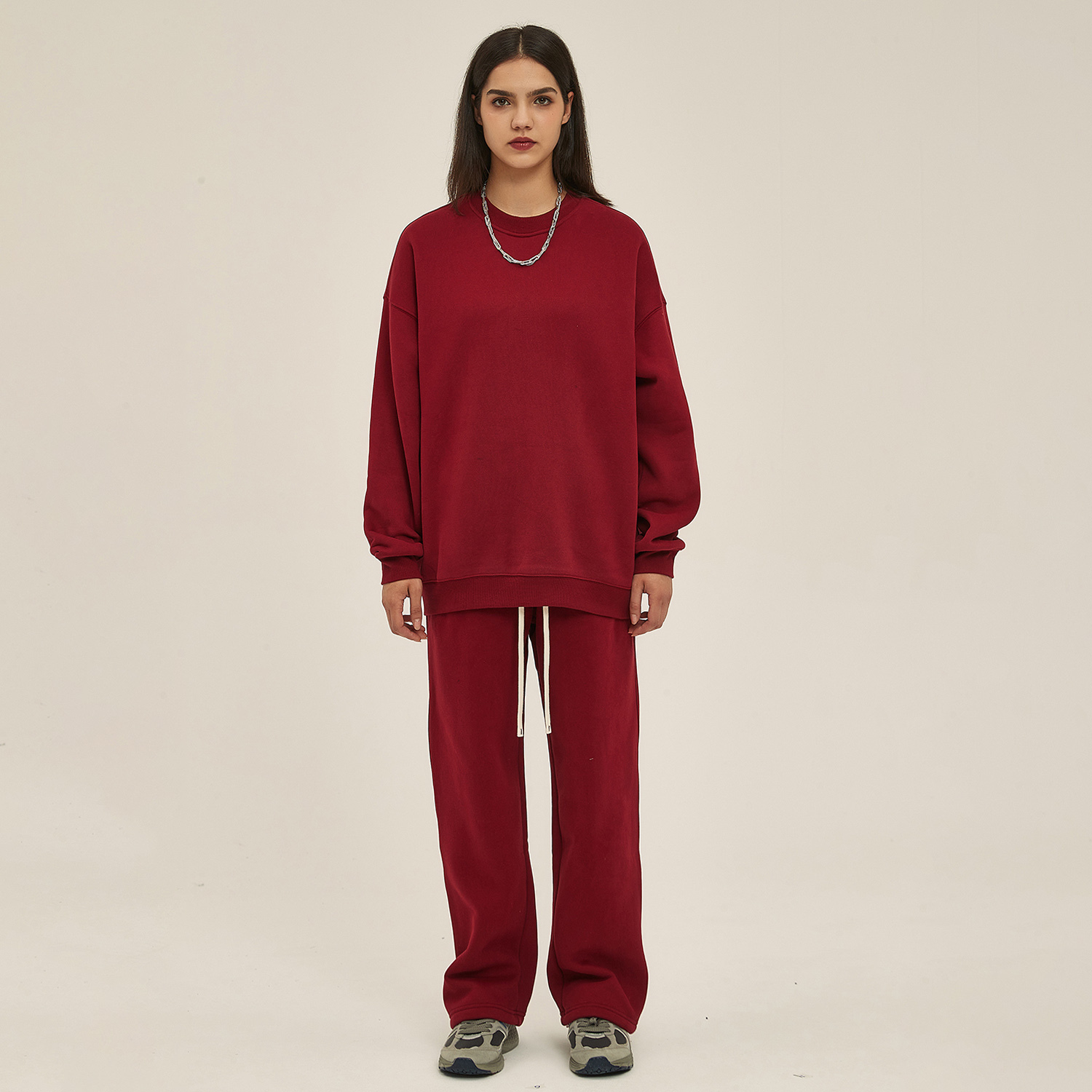 Streetwear Solid Color Fleece Pullover - Print On Demand-11