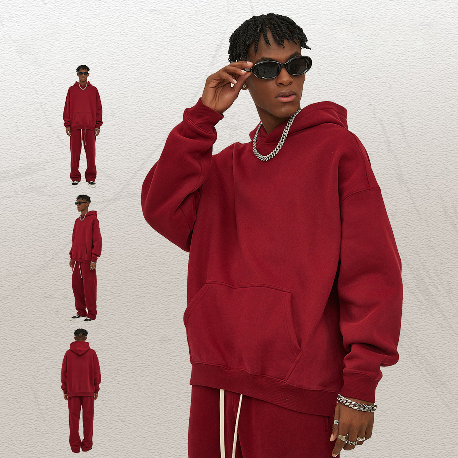 Streetwear Oversized Solid Color Fleece Hoodie | Dropshipping-14