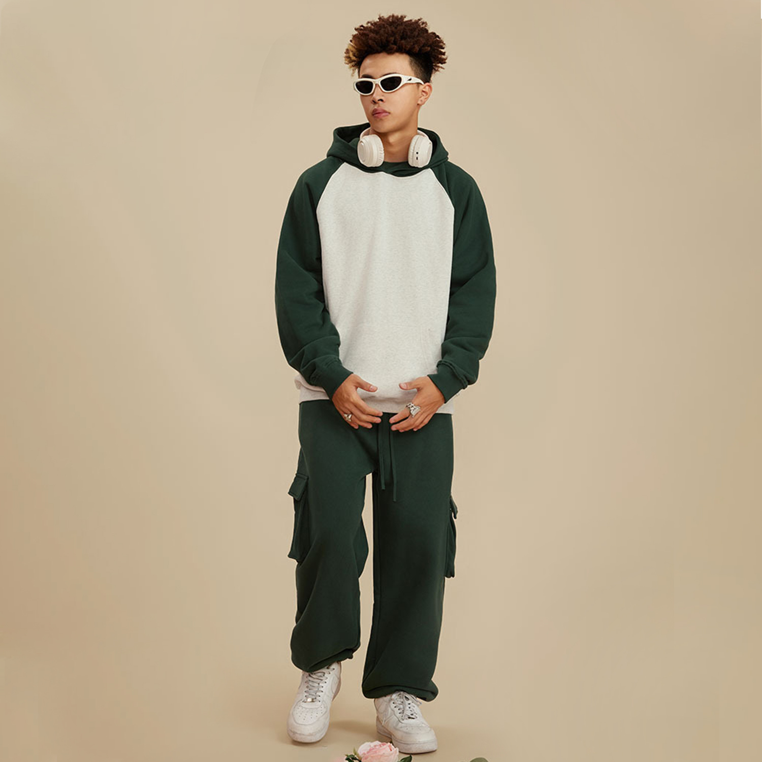 Streetwear Two Tone Raglan Sleeve Fleece Hoodie | Dropshipping-5