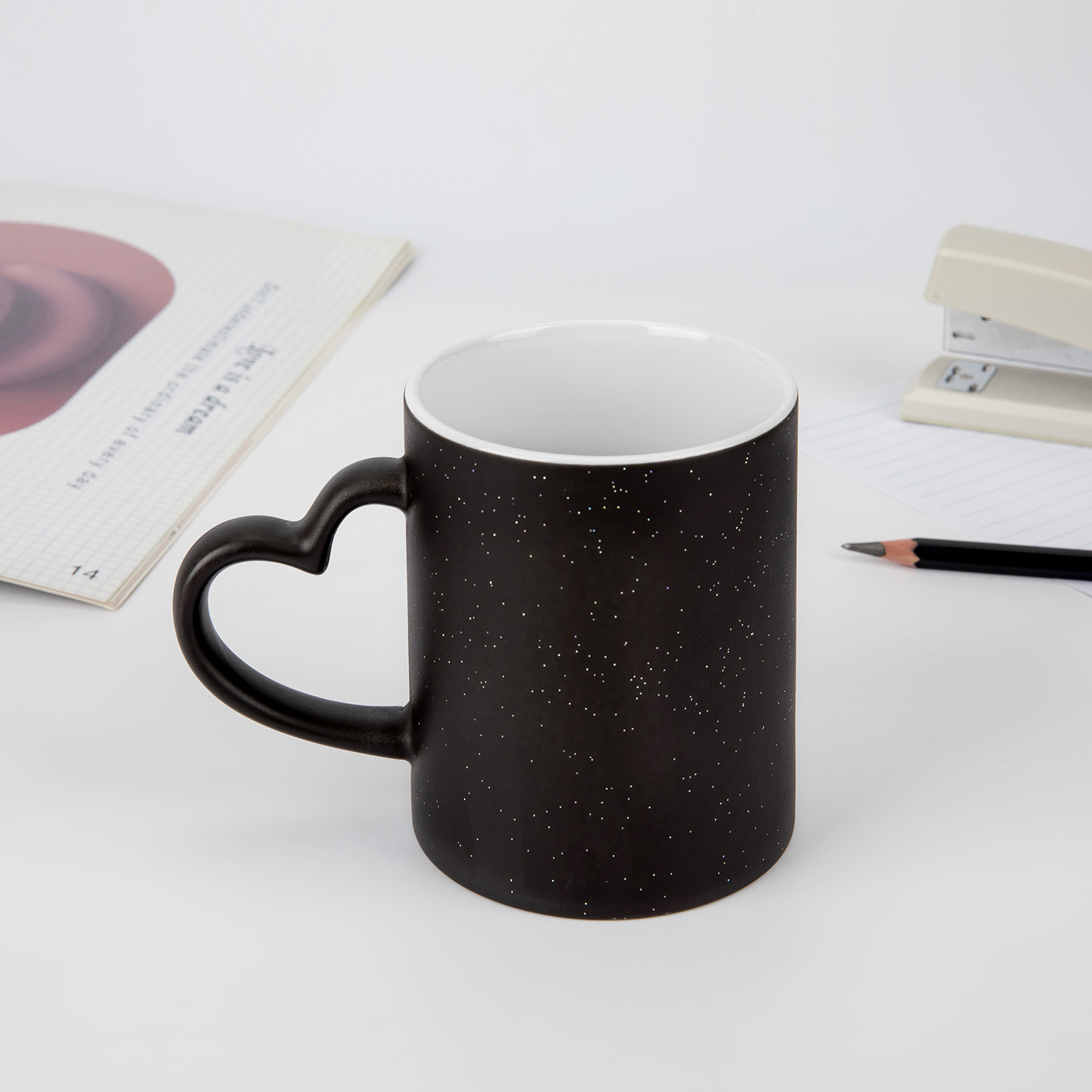 Matte Glitter Color-Changing Black Magic Mug - Print On Demand | HugePOD-2