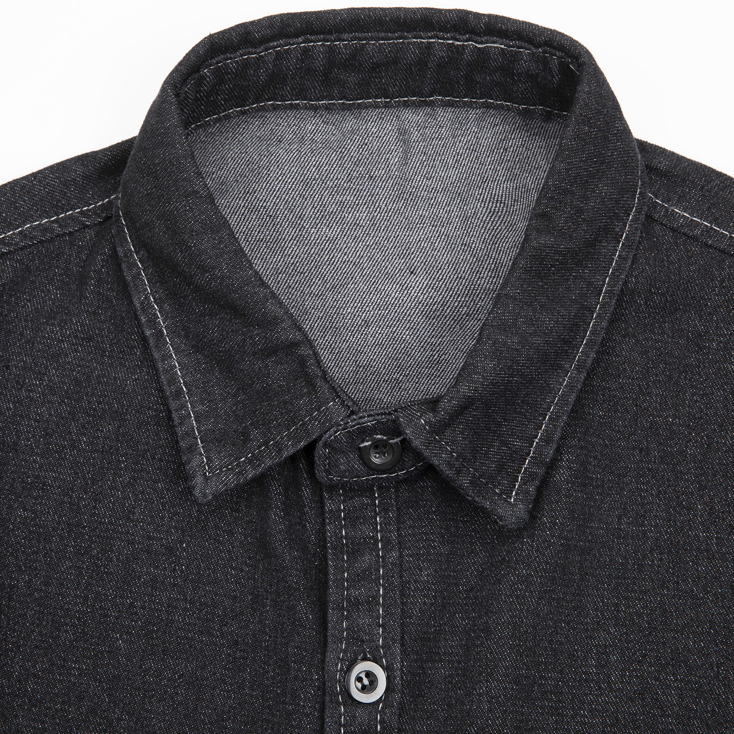 Streetwear Unisex Flap Pocket Denim Shirt - Print On Demand | HugePOD-3