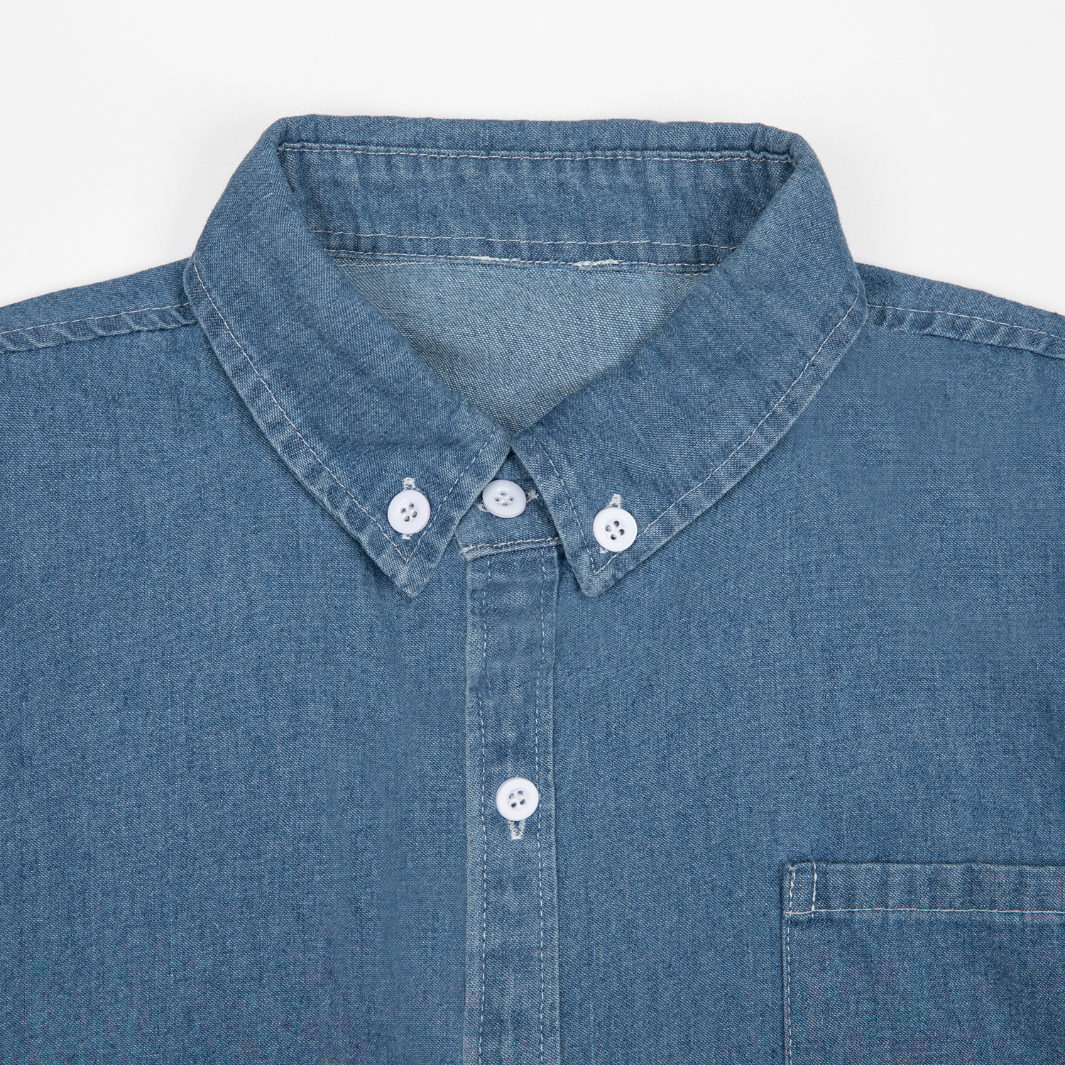 Men's Streetwear Classic Patched Pocket Denim Shirt - Print On Demand | HugePOD-7