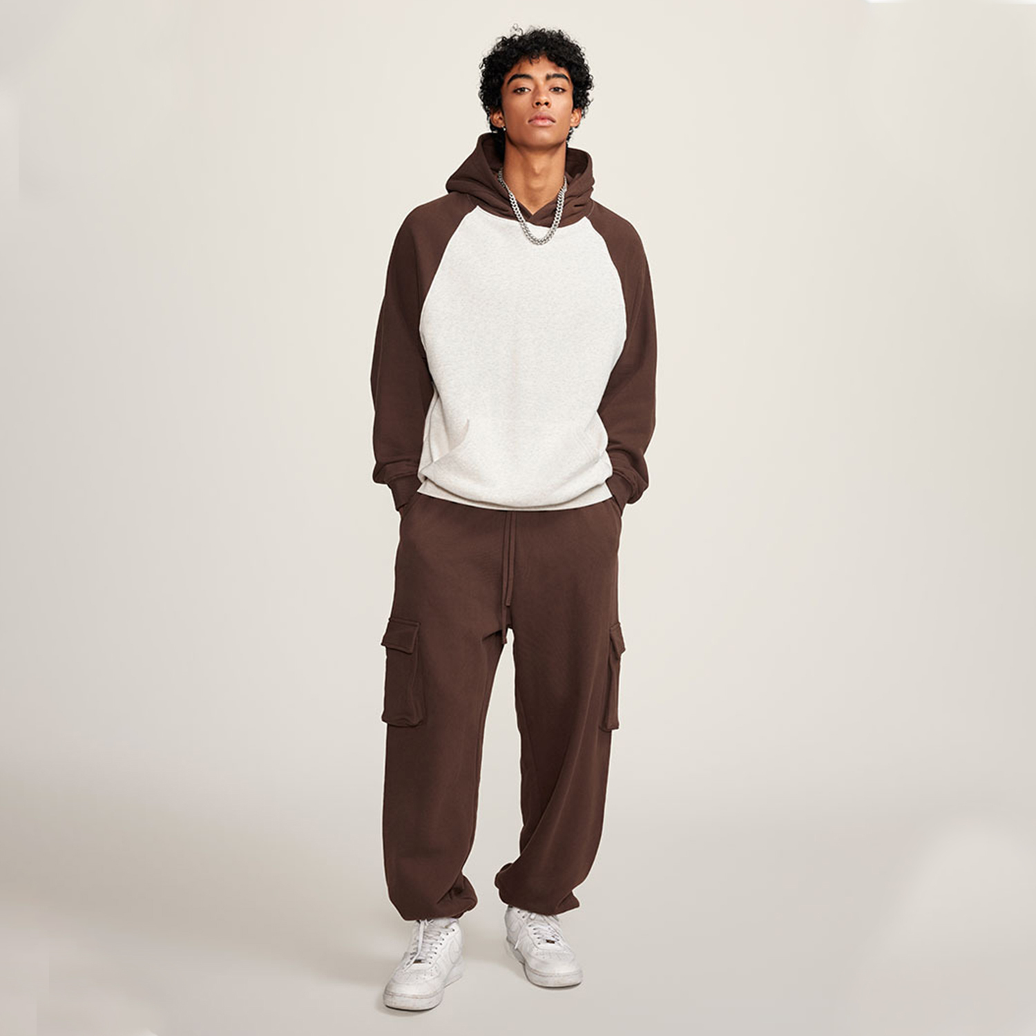 Streetwear Two Tone Raglan Sleeve Fleece Hoodie | Dropshipping-3