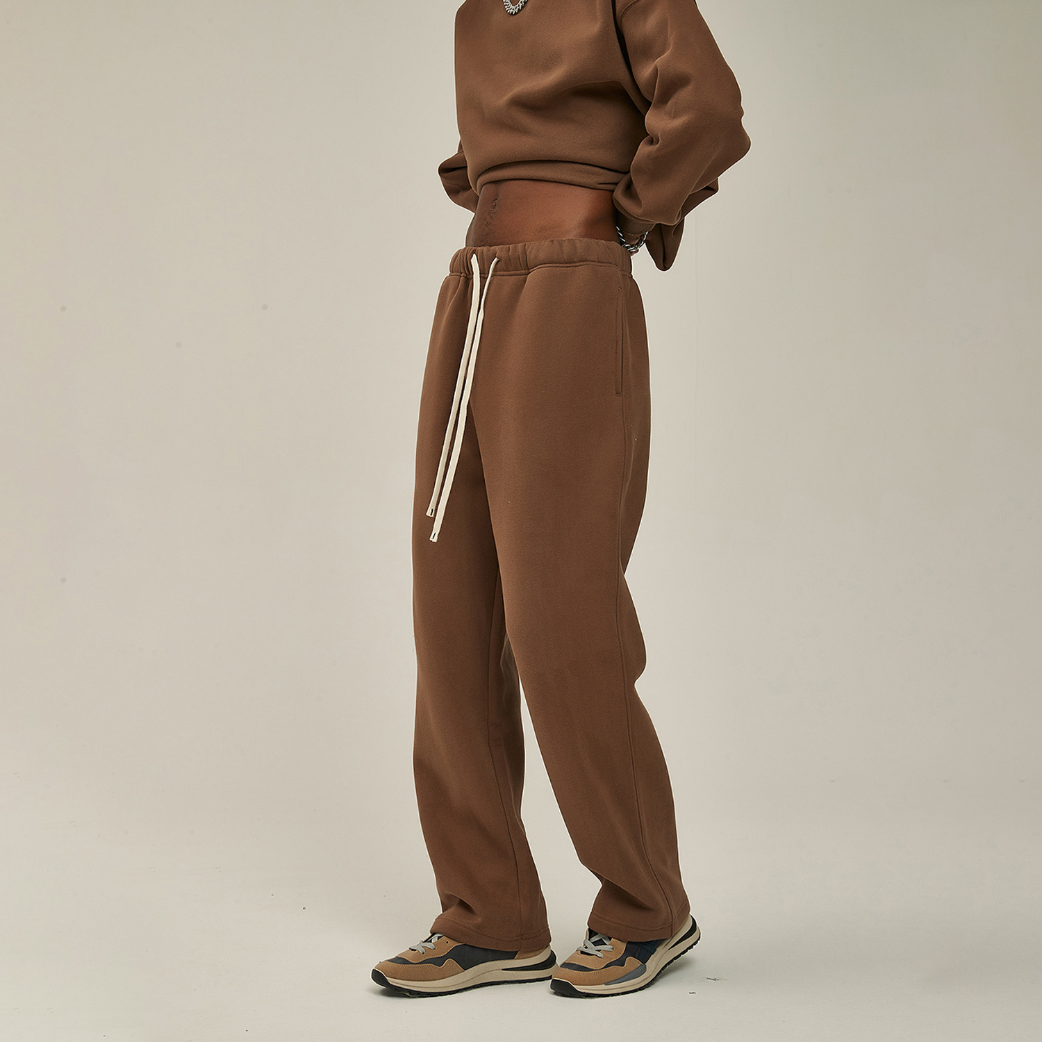Streetwear Unisex Solid Color Fleece Straight Leg Pants - Print On Demand | HugePOD-19