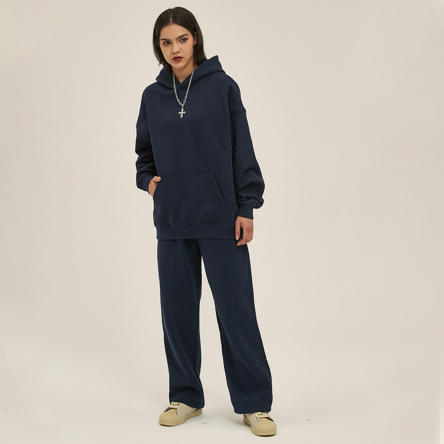 Streetwear Oversized Solid Color Fleece Hoodie | Dropshipping-18