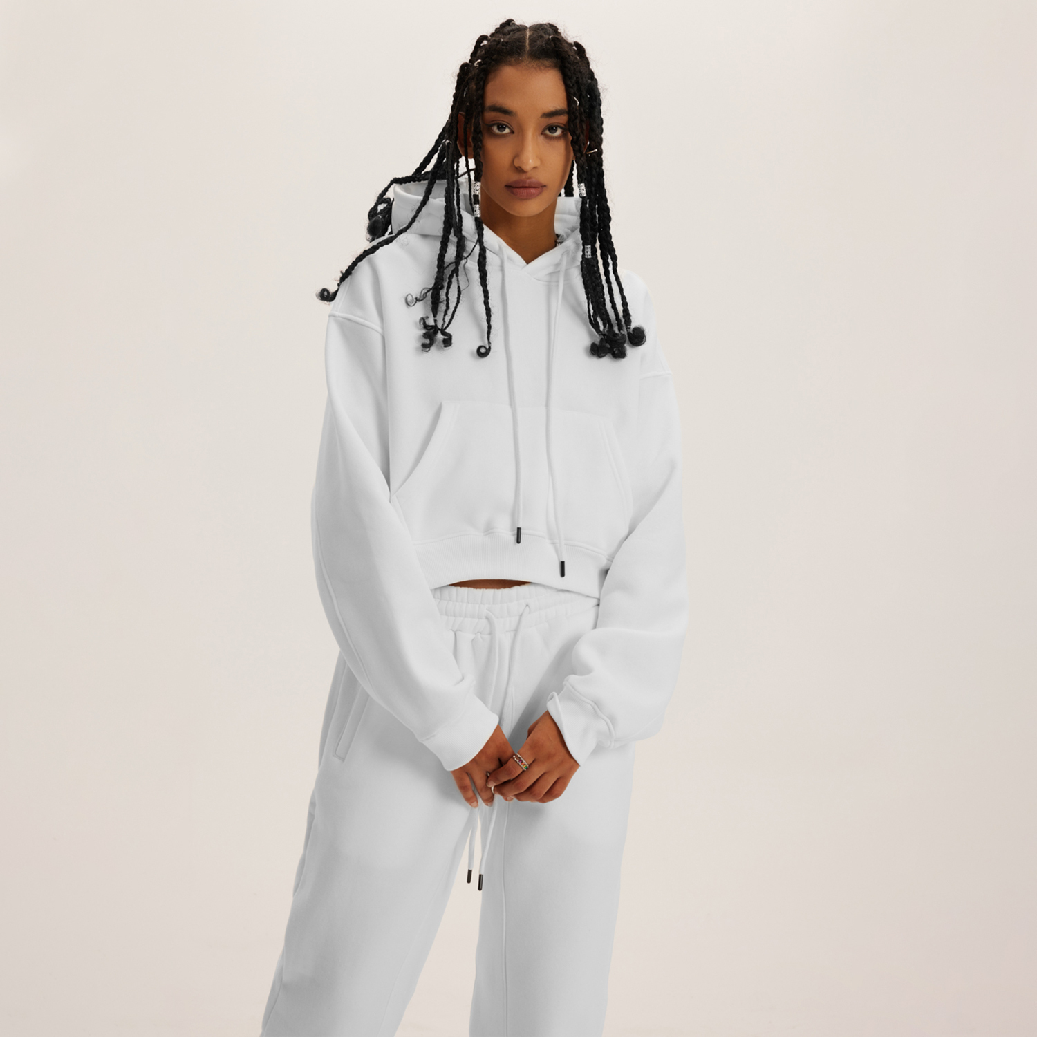 Streetwear Women's Fleece Crop Hoodie - Print On Demand | HugePOD-15