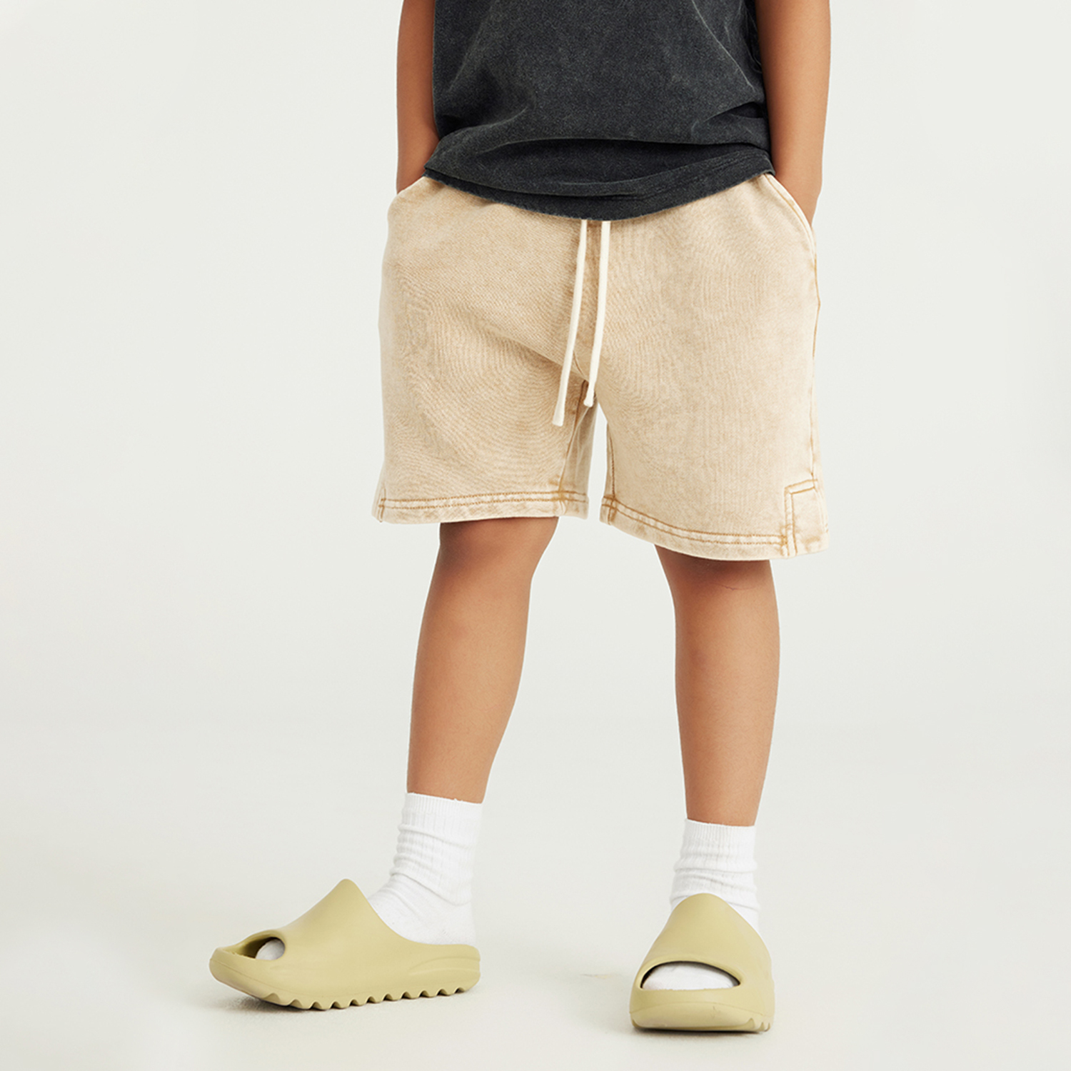 Streetwear Kids Heavyweight Vintage Washed 100% Cotton Shorts - Print On Demand | HugePOD-2