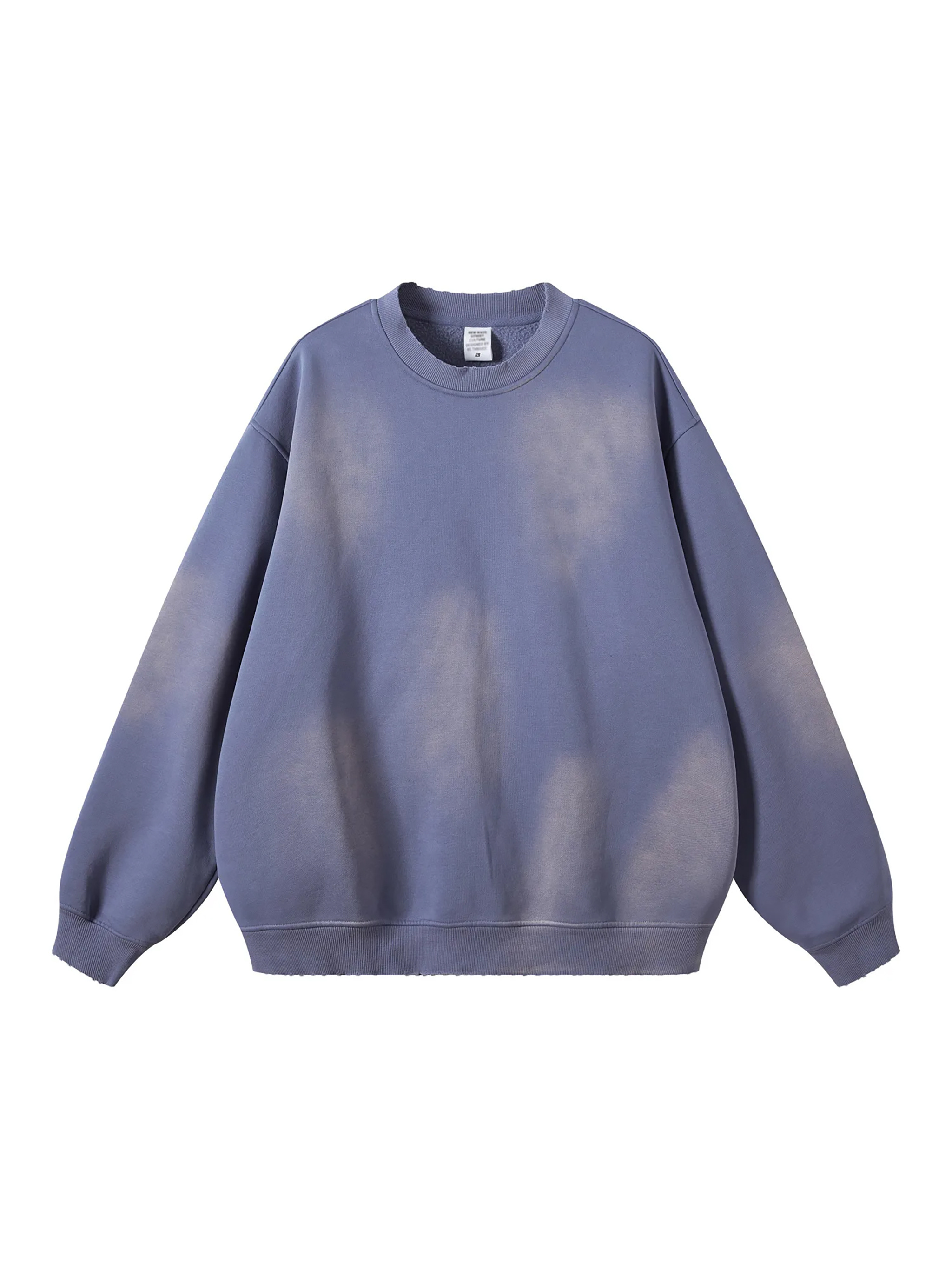 (Denim Blue)Streetwear Monkey Washed Dyed Fleece Pullover