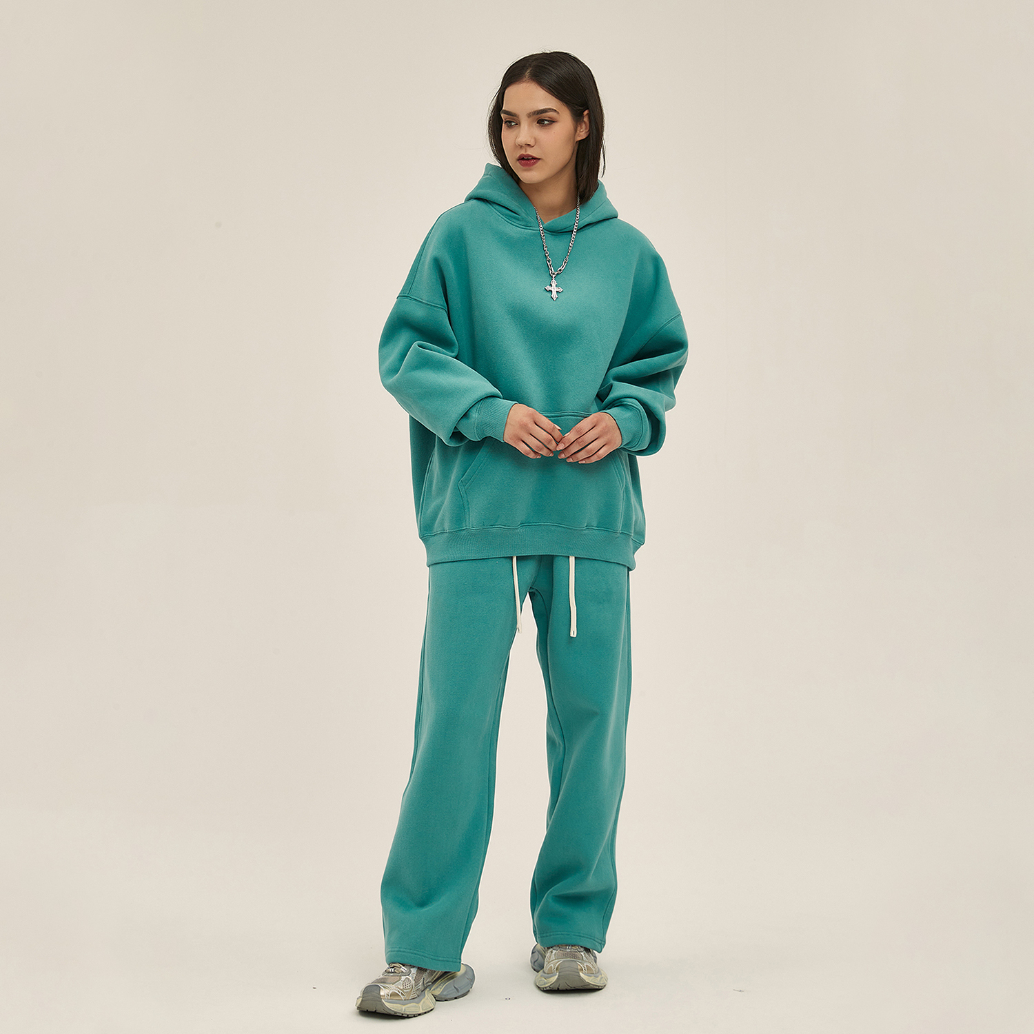 Streetwear Oversized Solid Color Fleece Hoodie | Dropshipping-8