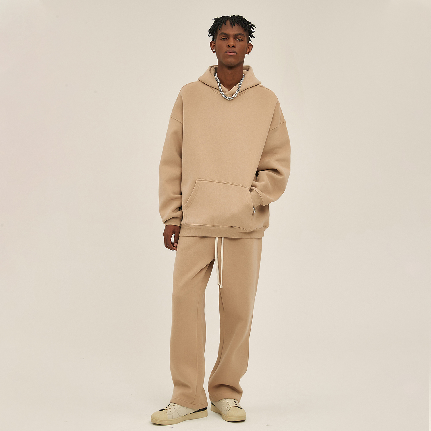 Streetwear Oversized Solid Color Fleece Hoodie | Dropshipping-4