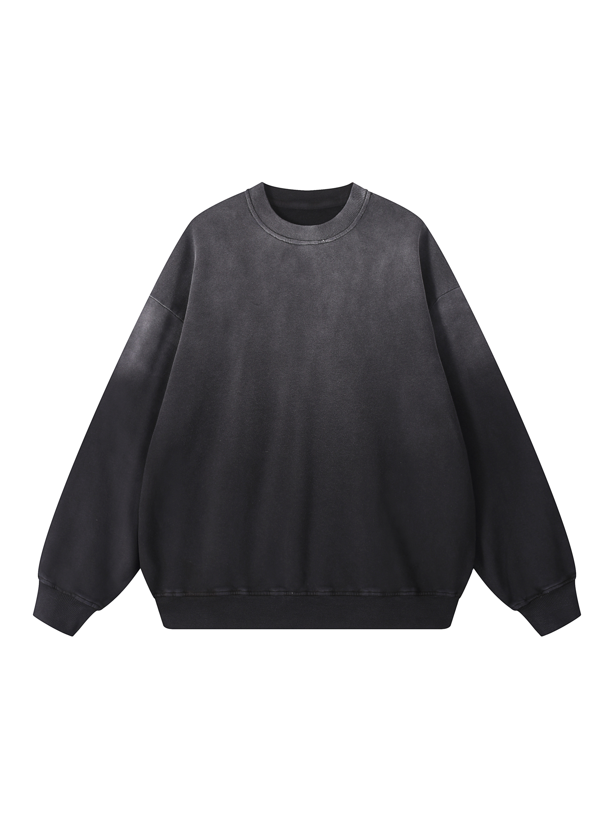 Effortless Athleisure Pure Cotton Handcrafted Monkey Wash Drop-Shoulder Sweatshirt - Thumbnail Image