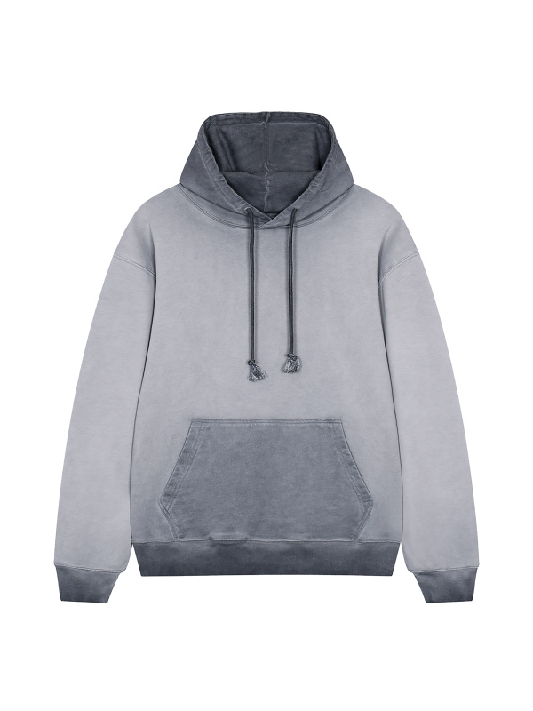 Eco-Friendly Pigment Washed Street Casual Ombre Colorpointed Hoodie