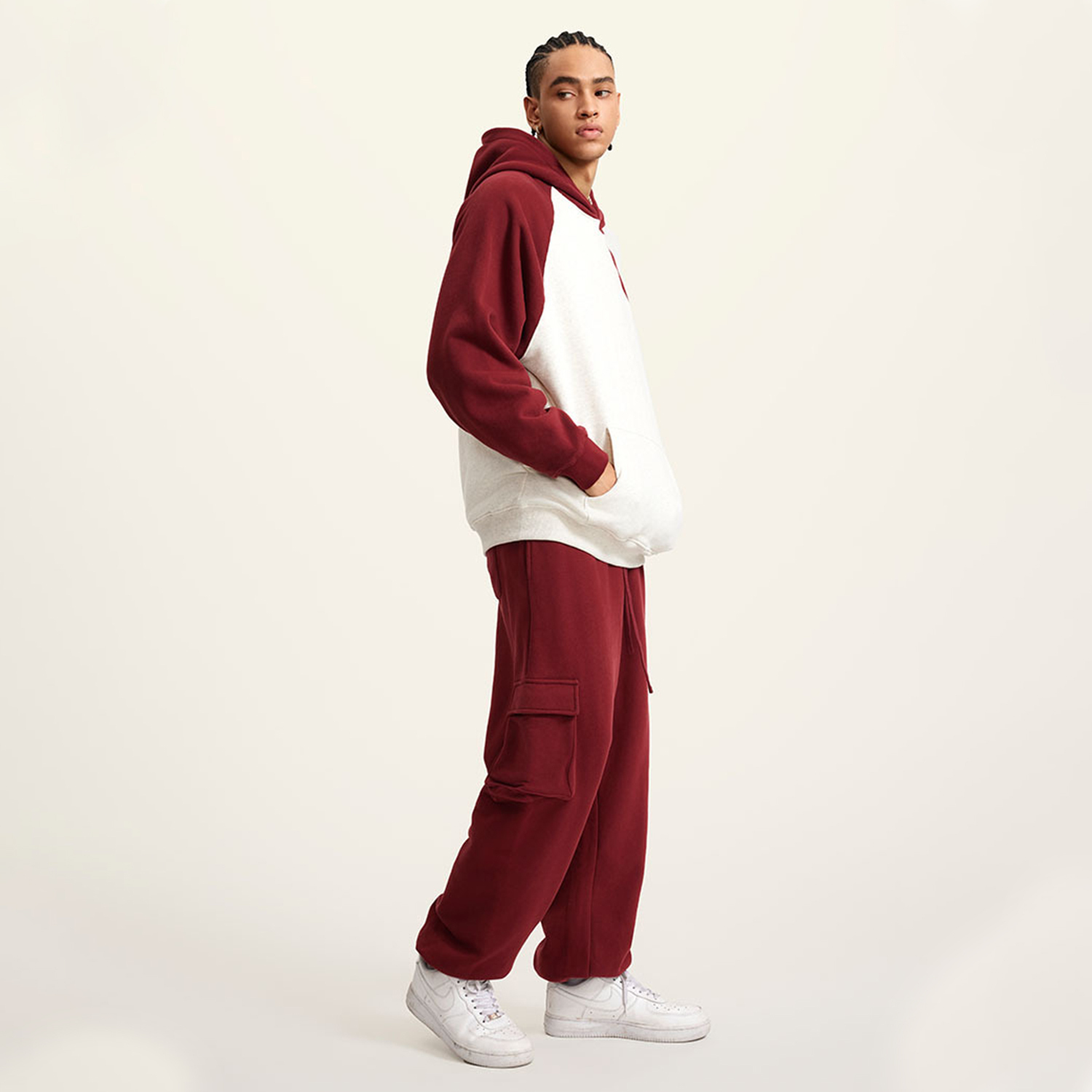 Streetwear Two Tone Raglan Sleeve Fleece Hoodie | Dropshipping-7