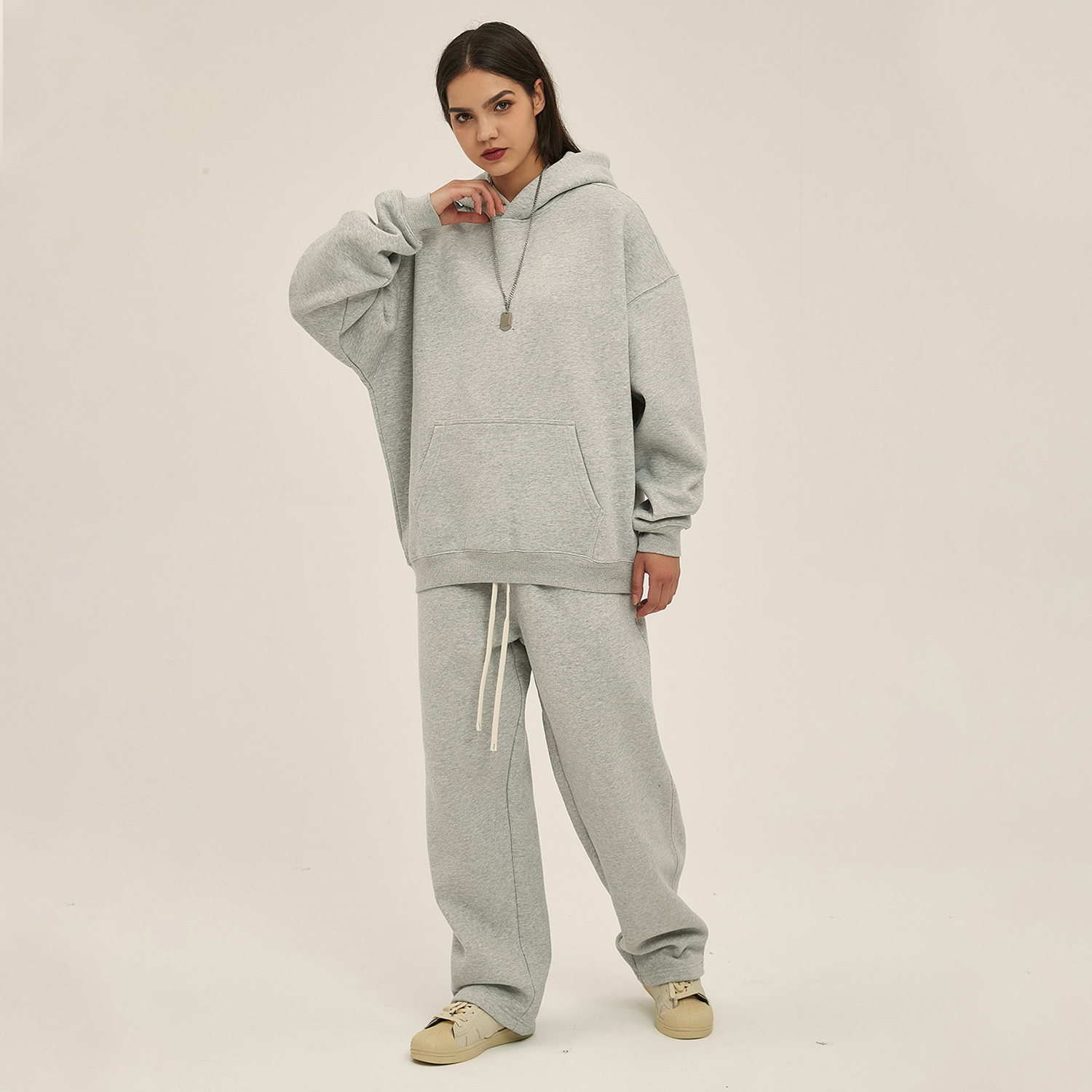 Streetwear Oversized Solid Color Fleece Hoodie | Dropshipping-21