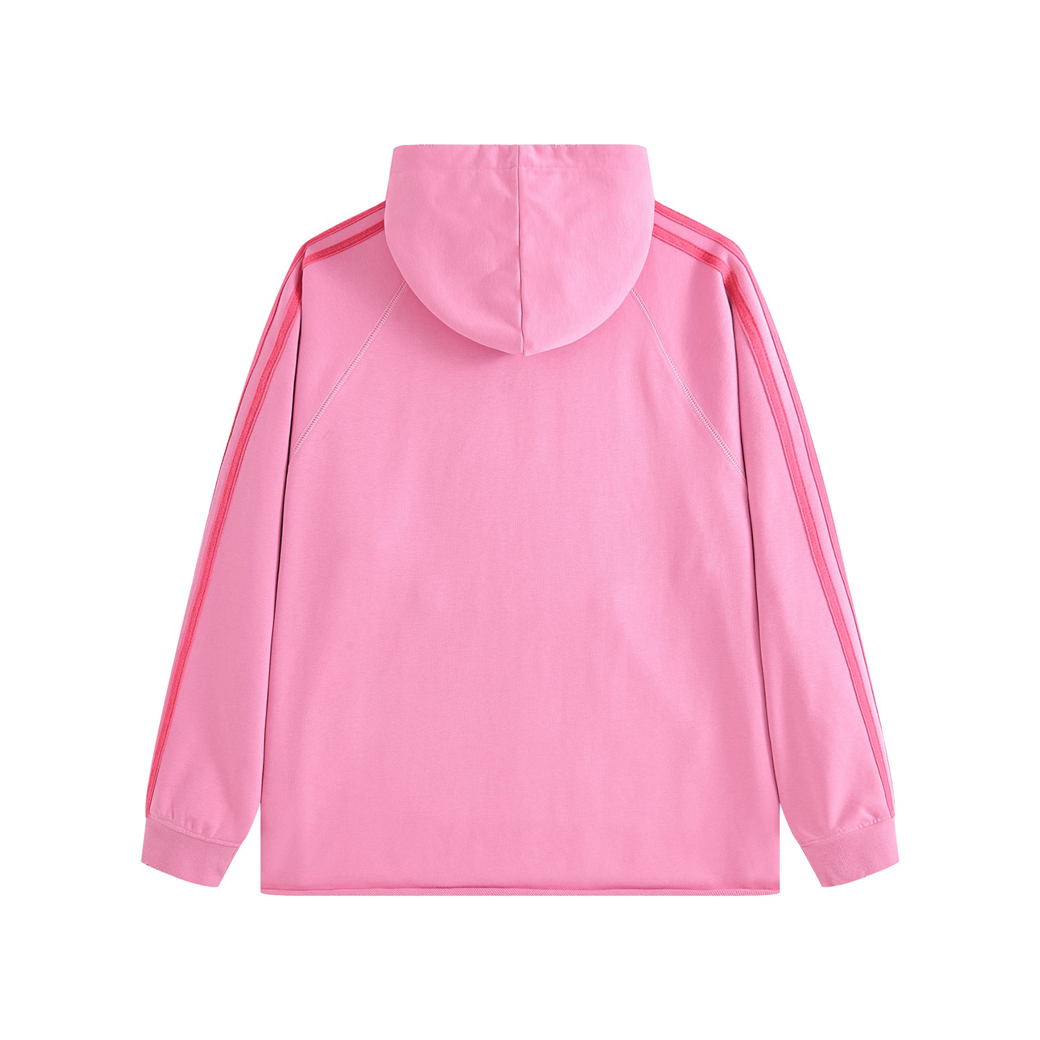 Pink Streetwear Heavyweight Three Bar Contrast Raglan Hoodie-5
