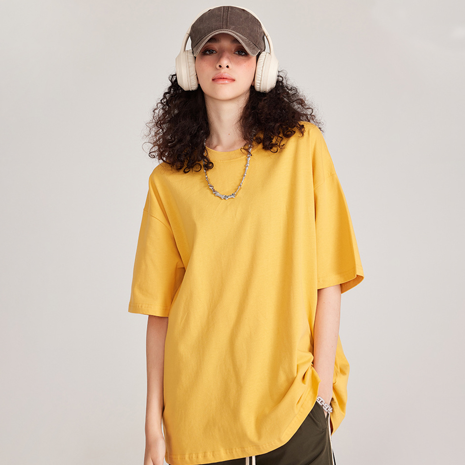 Streetwear Unisex  Earth Tone Loose Fit FOG 100% Cotton T-Shirt | HugePOD-3