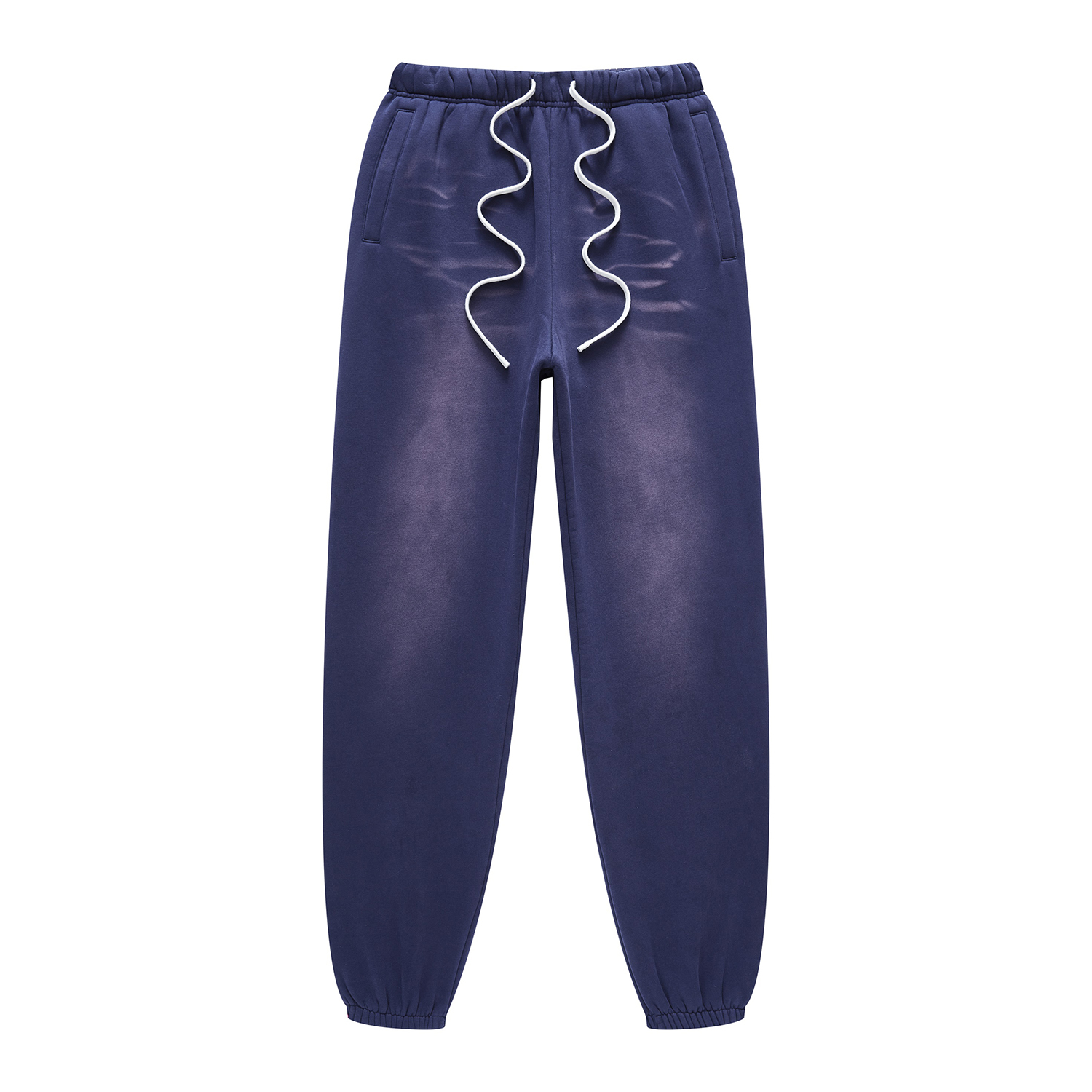 (Royal Blue)Streetwear Unisex Monkey Washed Dyed Fleece Joggers-9