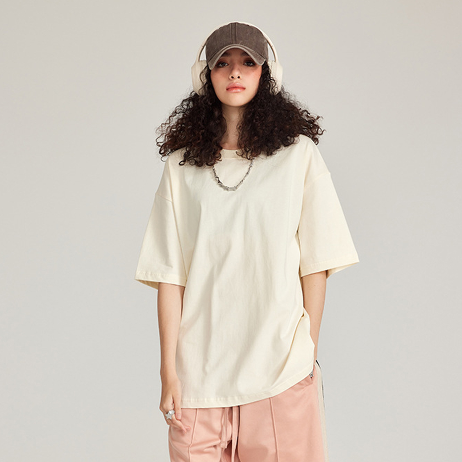 Streetwear Unisex  Earth Tone Loose Fit FOG 100% Cotton T-Shirt | HugePOD-2