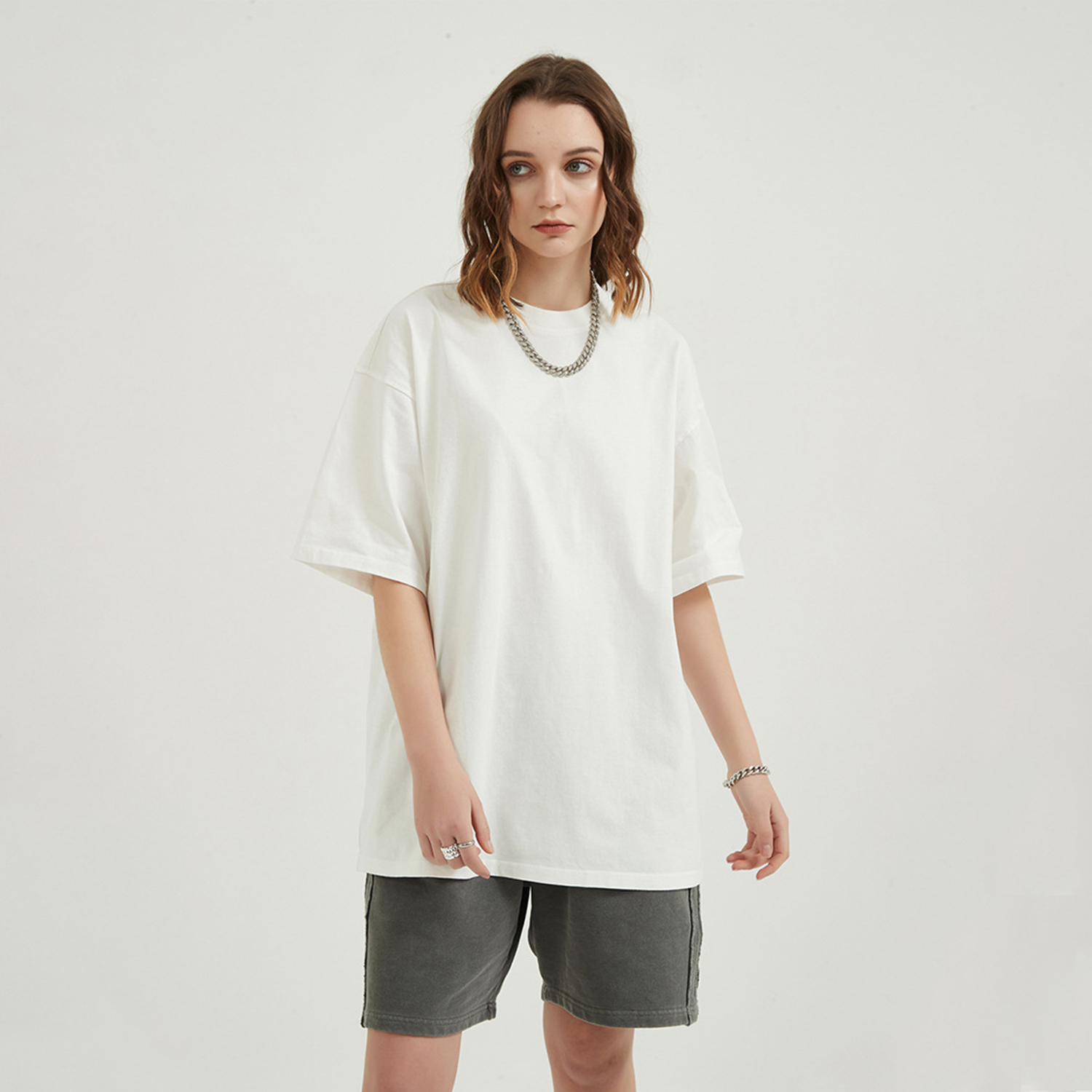 Streetwear Unisex Drop Shoulder Stone Wash 100% Cotton T-Shirt - Print on Demand | HugePOD-1