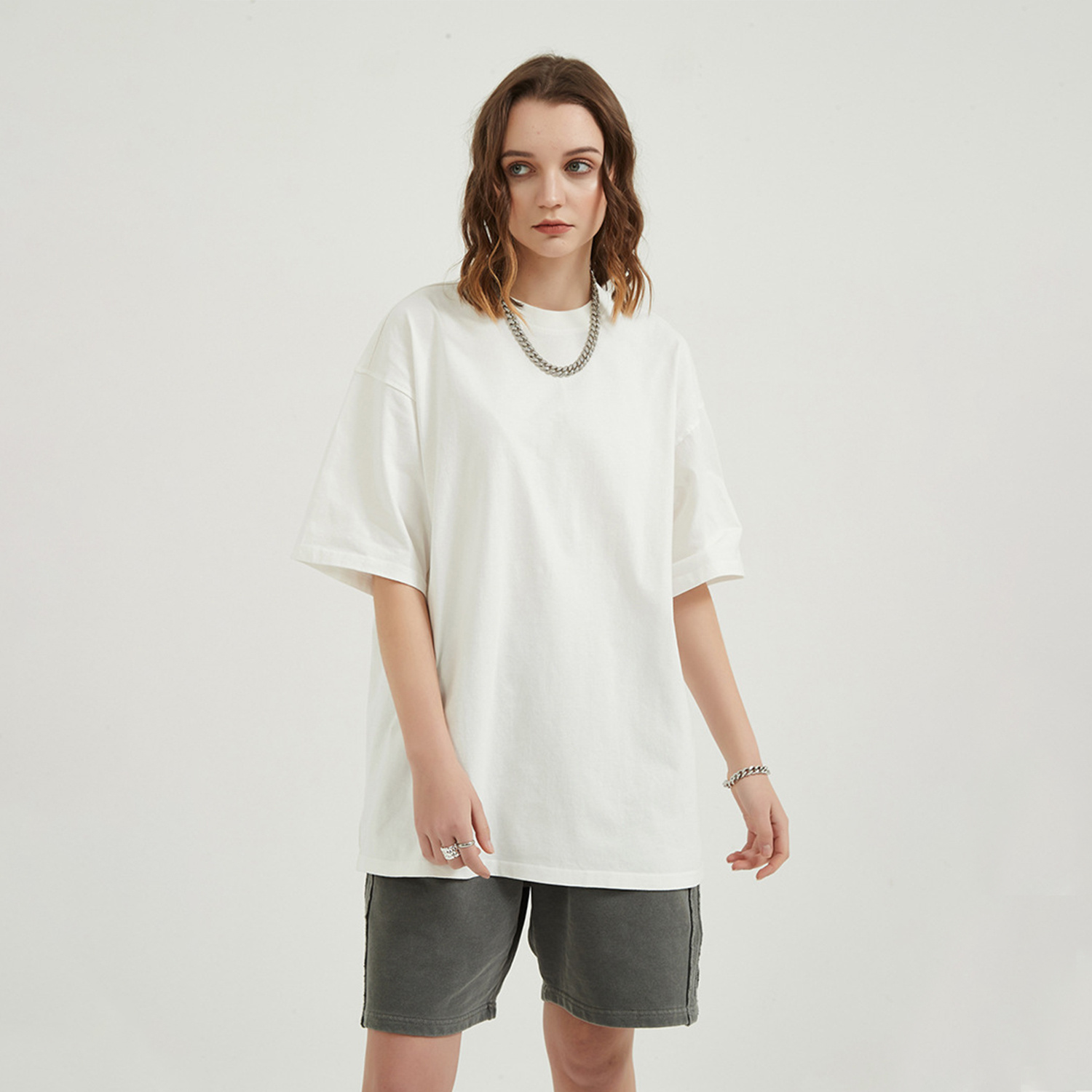 Streetwear Unisex Drop Shoulder Stone Wash 100% Cotton T-Shirt - Print on Demand | HugePOD
