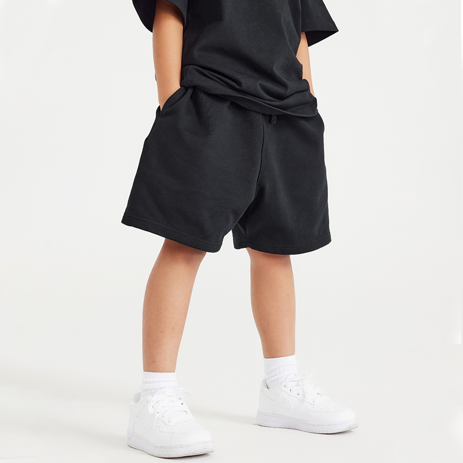 Streetwear Kids Heavyweight 425G Earth Tone FOG 100% Cotton Shorts - Print On Demand | HugePOD-3