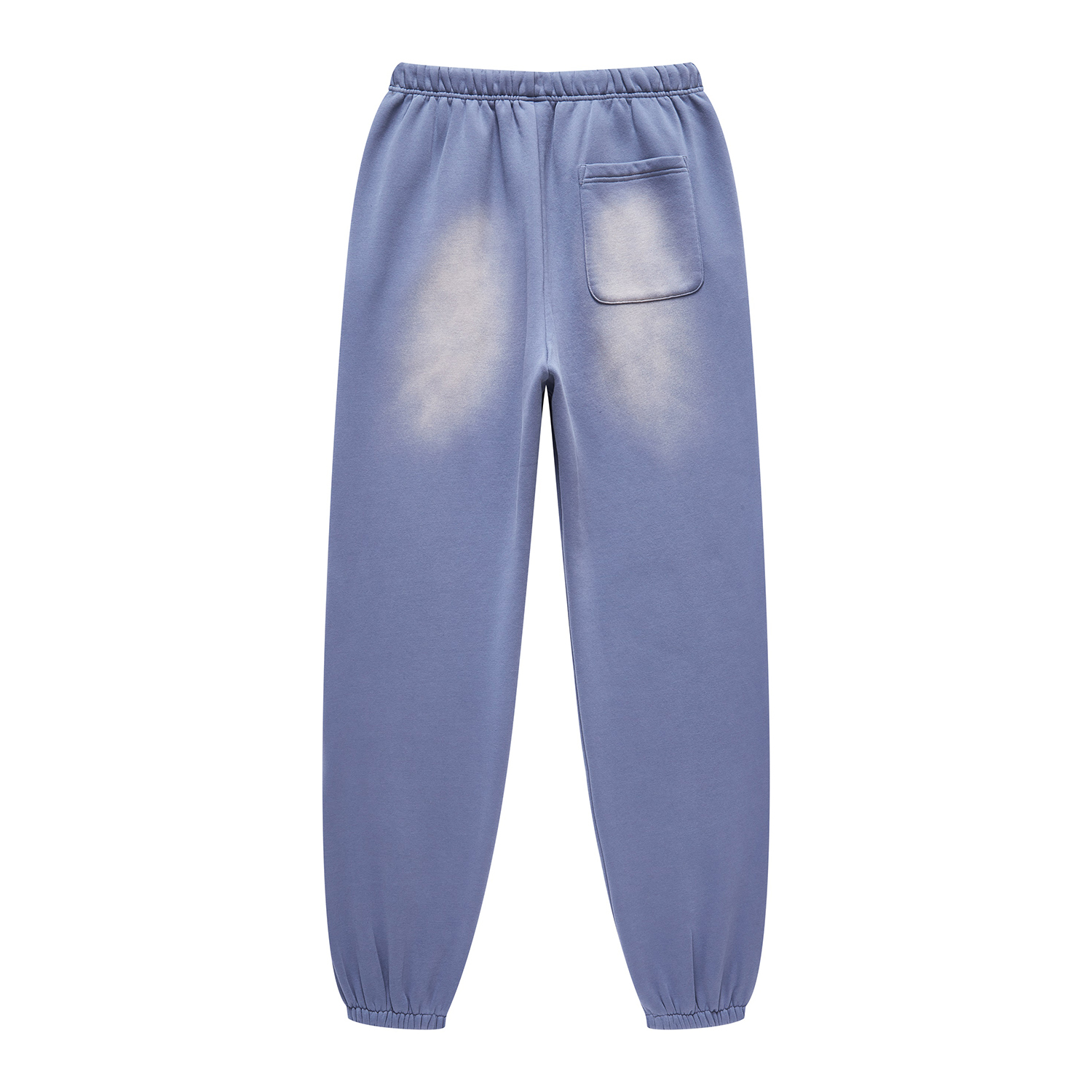 (Denim Blue)Streetwear Unisex Monkey Washed Dyed Fleece Joggers-10