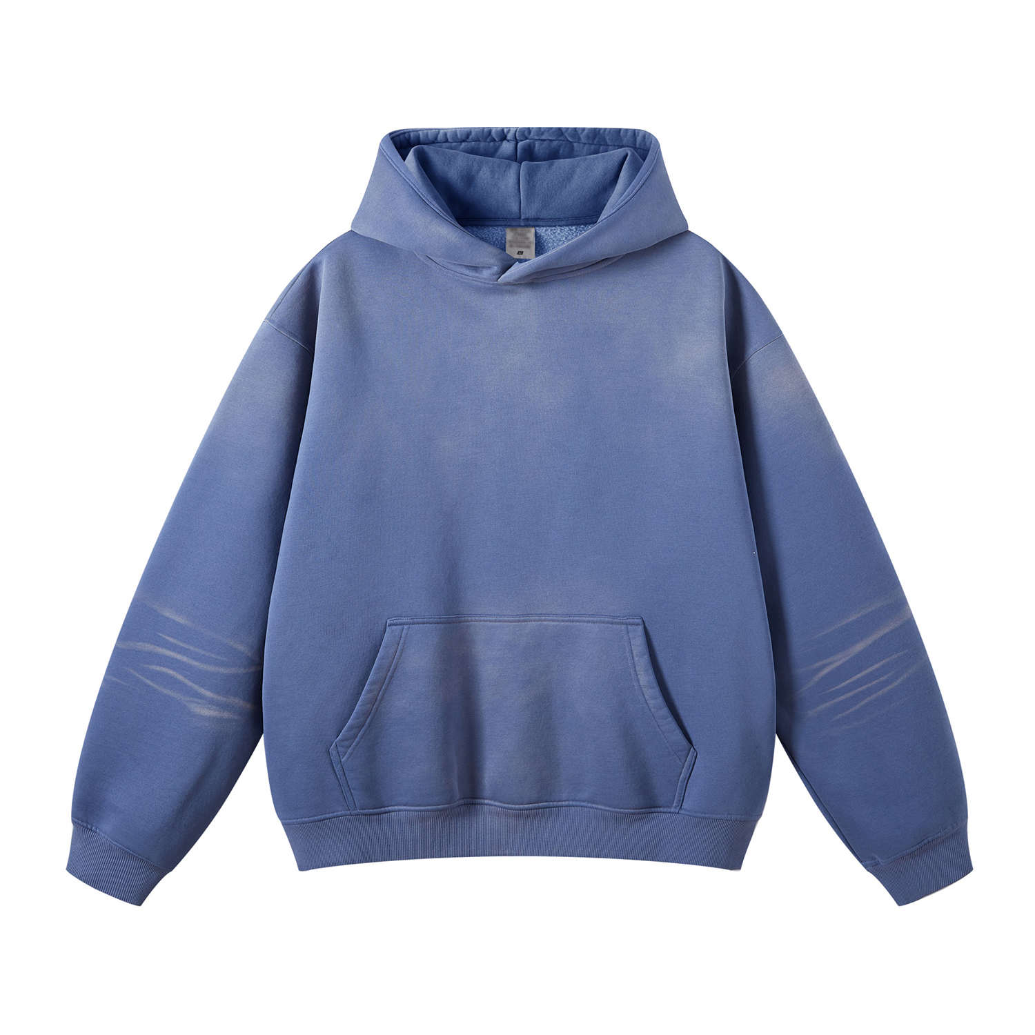(Denim Blue)Streetwear Monkey Washed Dyed Fleece Hoodie | Dropshipping-6