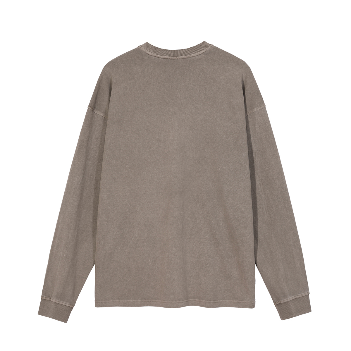 Streetwear Unisex Drop Shoulder Stone Wash Long Sleeve Tee - Print On Demand | HugePOD-19