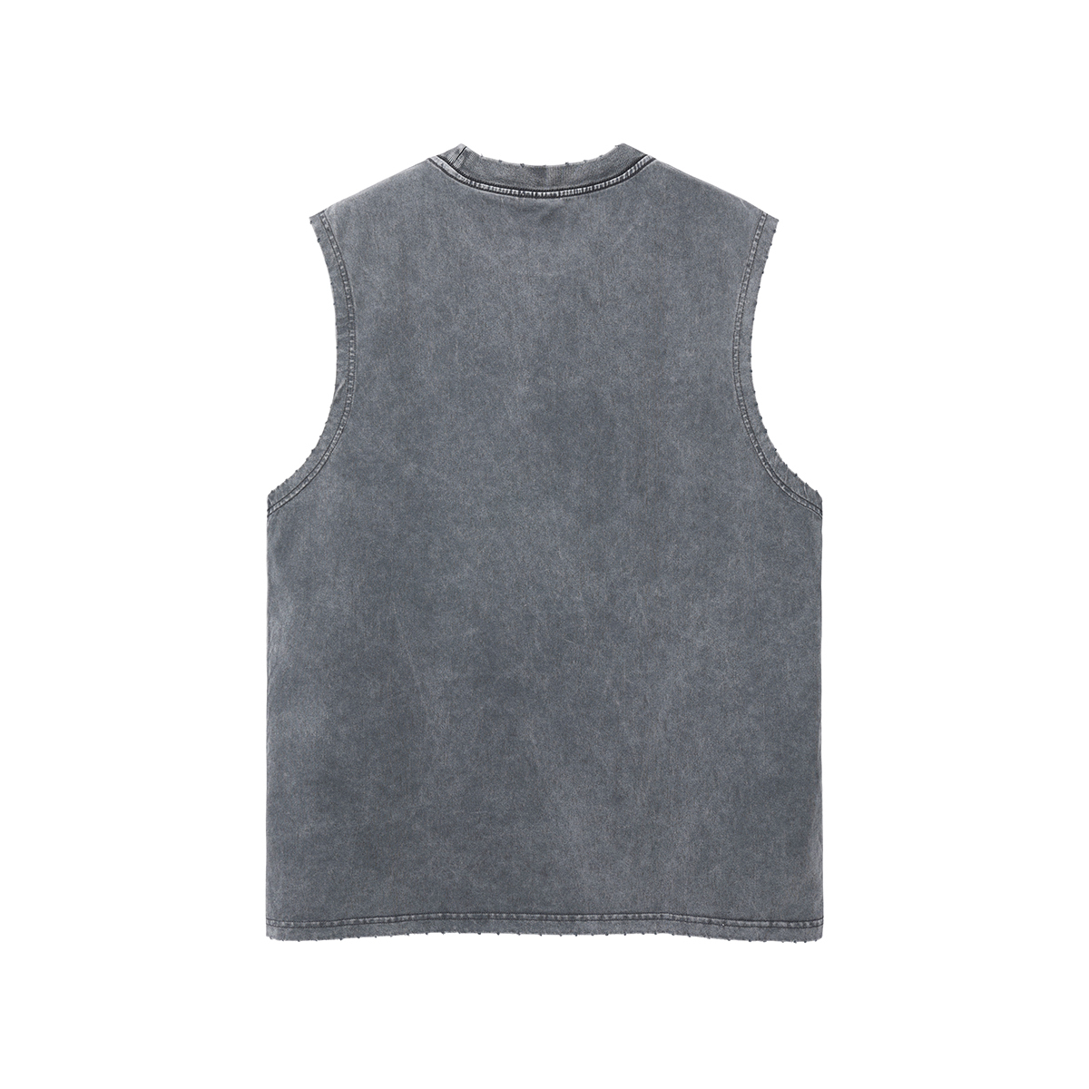 Streetwear Unisex Snow Washed Frayed Hem Tank Top - Print On Demand | HugePOD-8