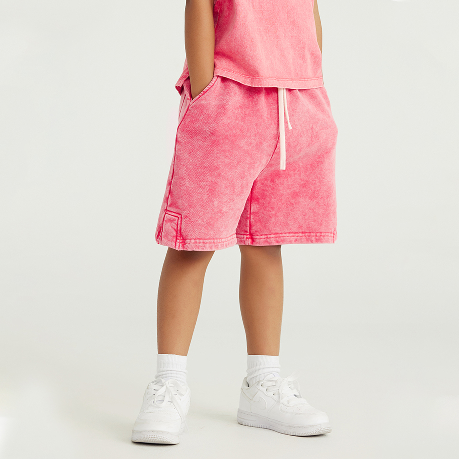 Streetwear Kids Heavyweight Vintage Washed 100% Cotton Shorts - Print On Demand | HugePOD-3