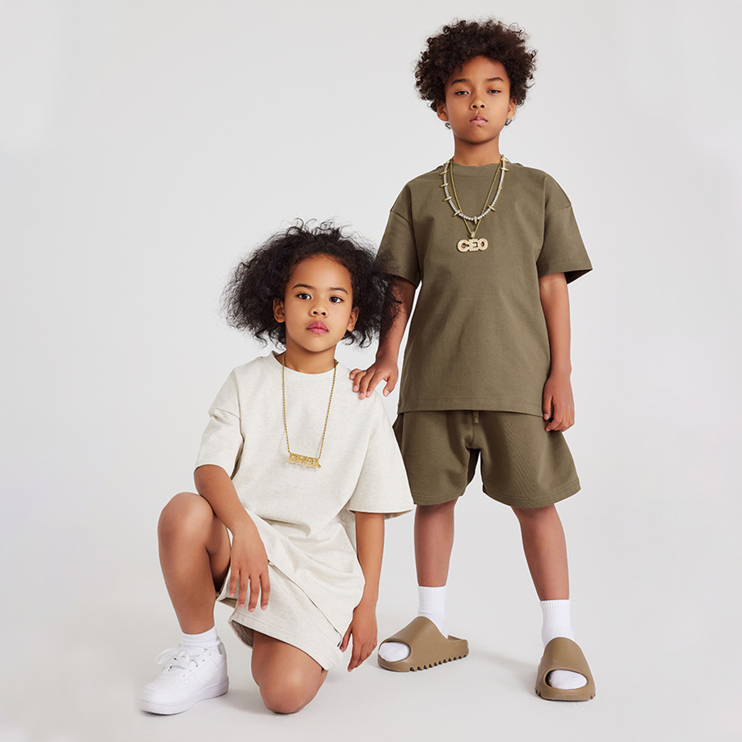 Streetwear Kids Heavyweight Earth Tone FOG 100% Cotton T-Shirt - Print On Demand | HugePOD-1