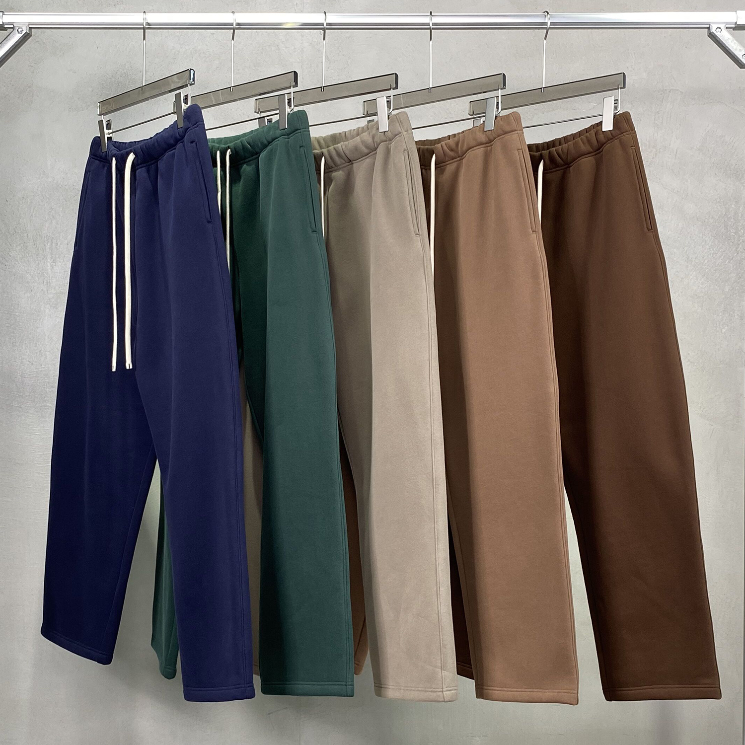 Streetwear Unisex Solid Color Fleece Straight Leg Pants - Print On Demand | HugePOD-36