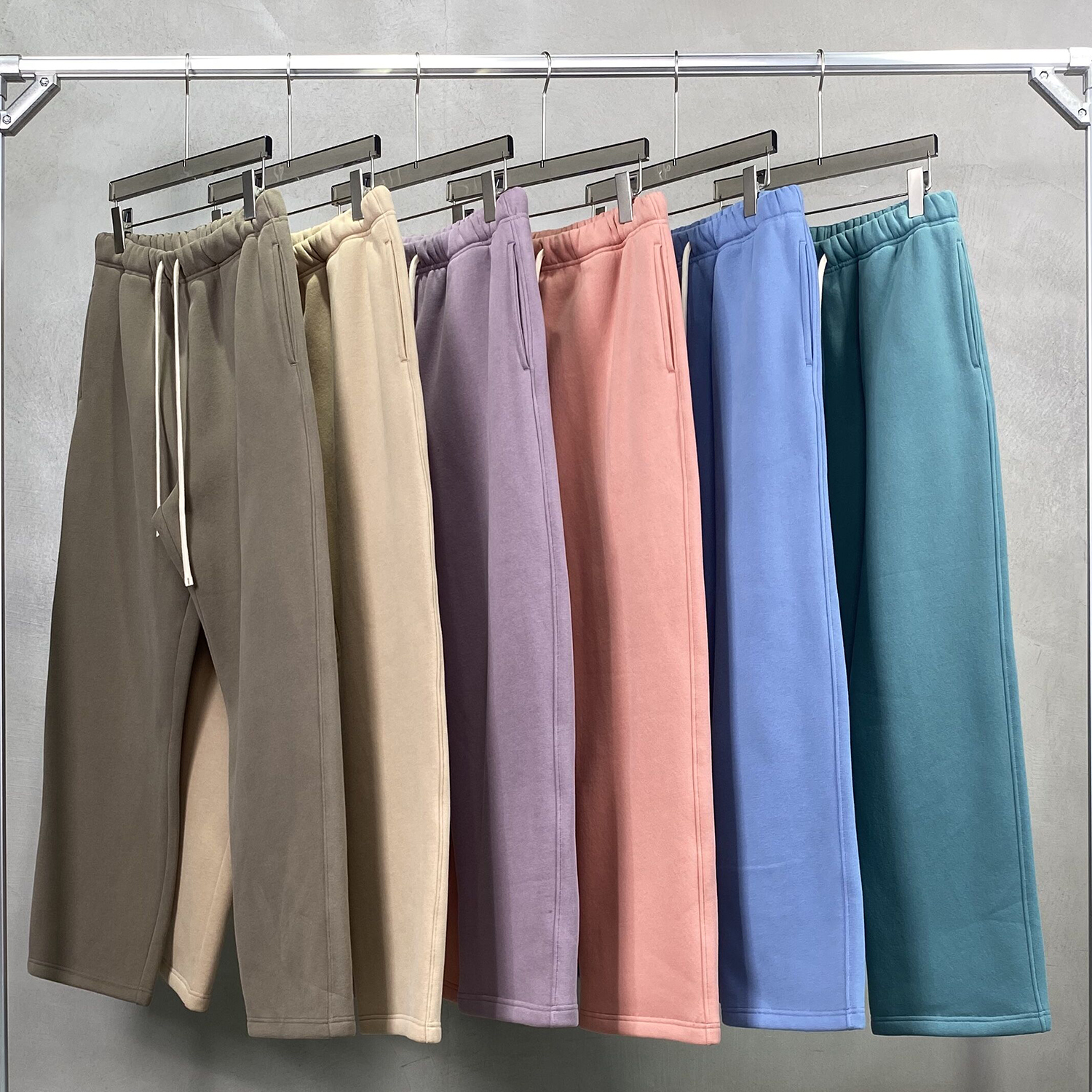 Streetwear Unisex Solid Color Fleece Straight Leg Pants - Print On Demand | HugePOD-35