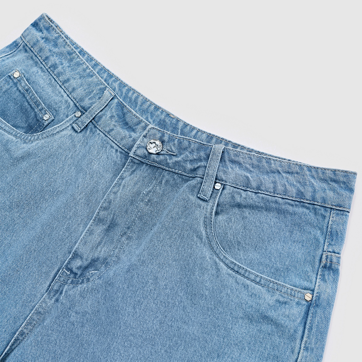 Streetwear Unisex Vintage Loose-Fit Straight Cut Distressed Washed  Denim Shorts - Print On Demand | HugePOD-12