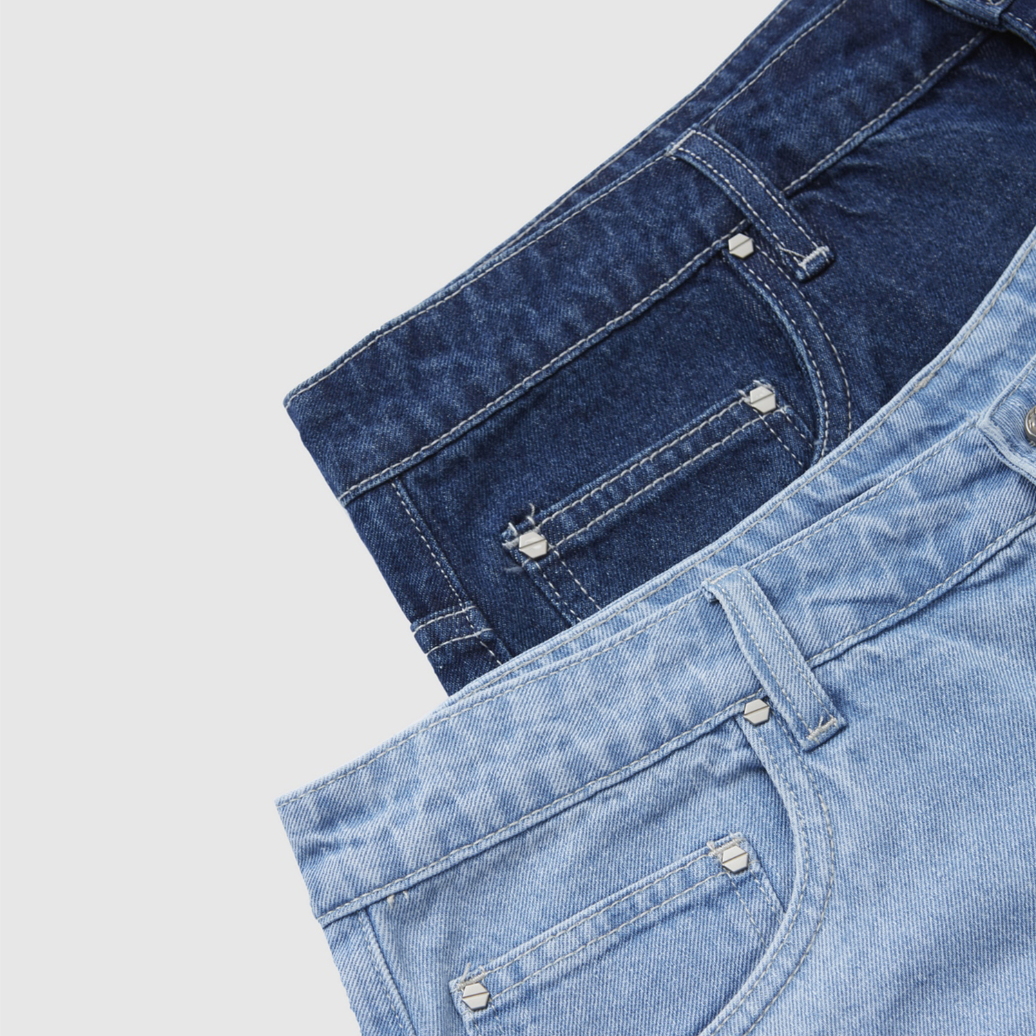 Streetwear Unisex Vintage Loose-Fit Straight Cut Distressed Washed  Denim Shorts - Print On Demand | HugePOD-9