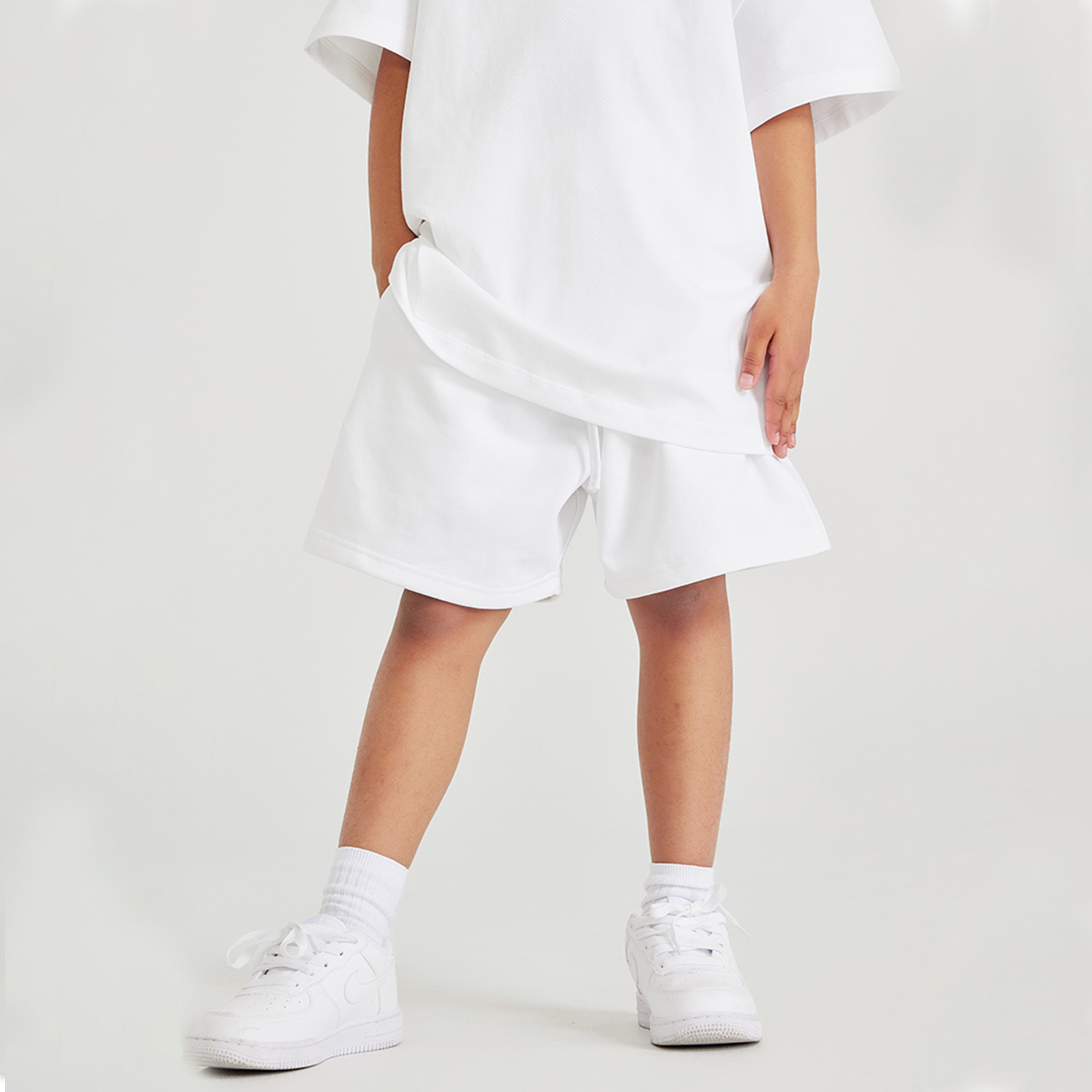Streetwear Kids Heavyweight 425G Earth Tone FOG 100% Cotton Shorts - Print On Demand | HugePOD-4