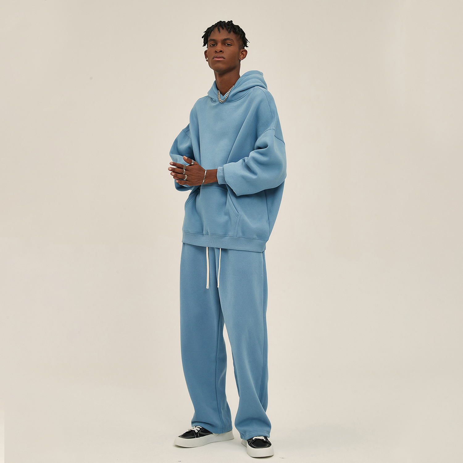 Streetwear Oversized Solid Color Fleece Hoodie | Dropshipping-7