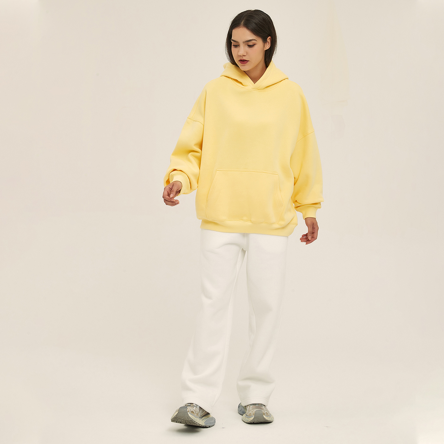 Streetwear Oversized Solid Color Fleece Hoodie | Dropshipping-3