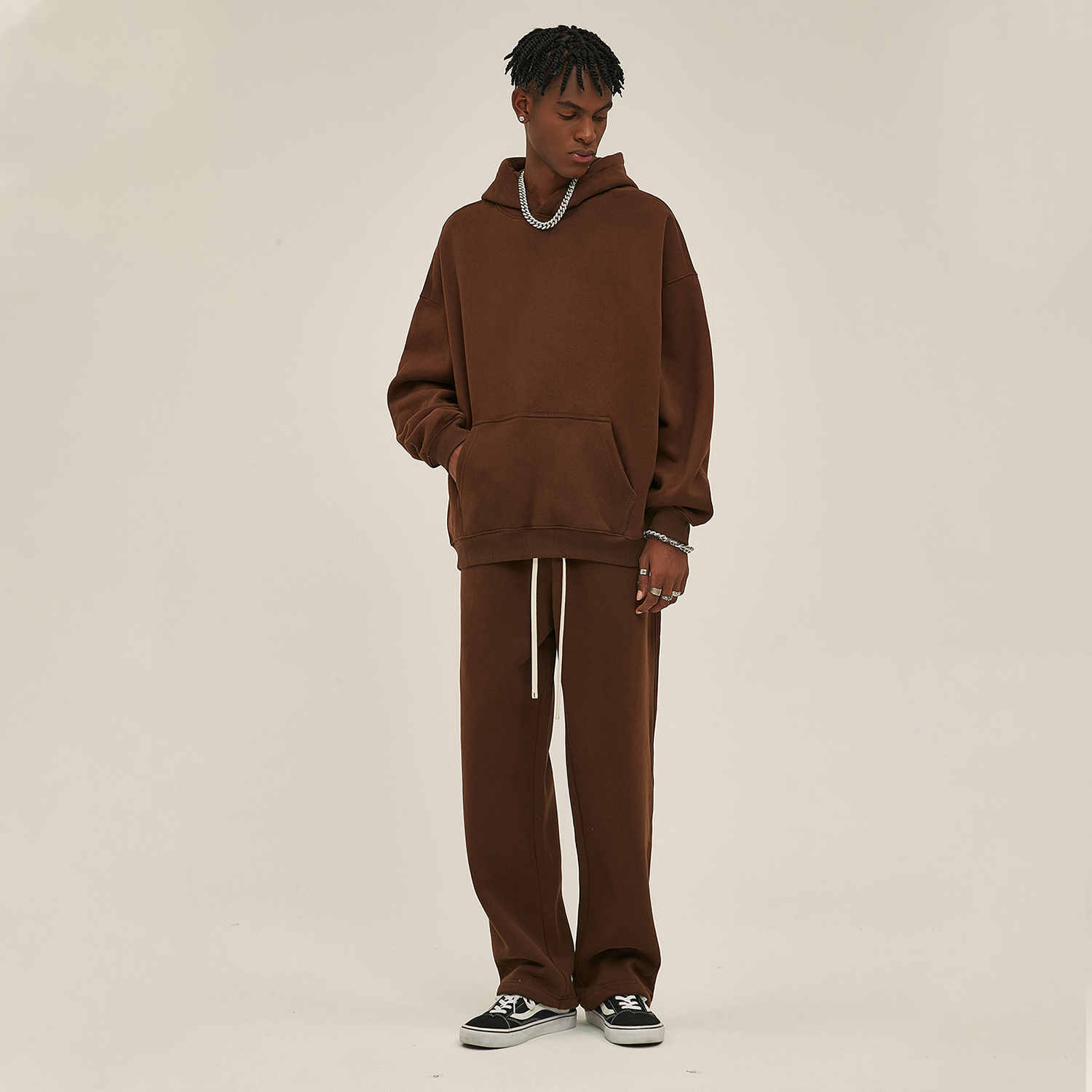 Streetwear Oversized Solid Color Fleece Hoodie | Dropshipping-15