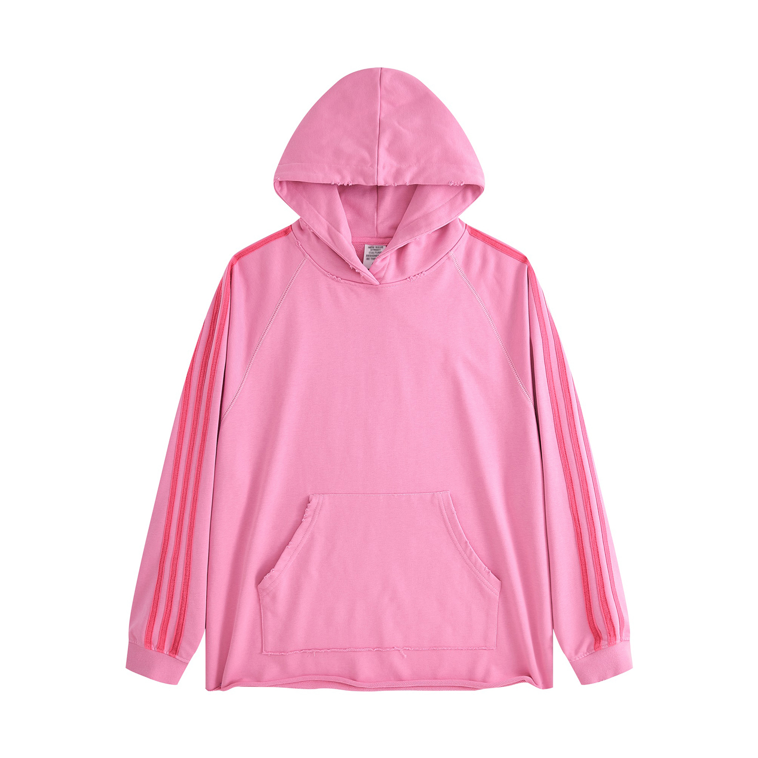 Pink Streetwear Heavyweight Three Bar Contrast Raglan Hoodie-4