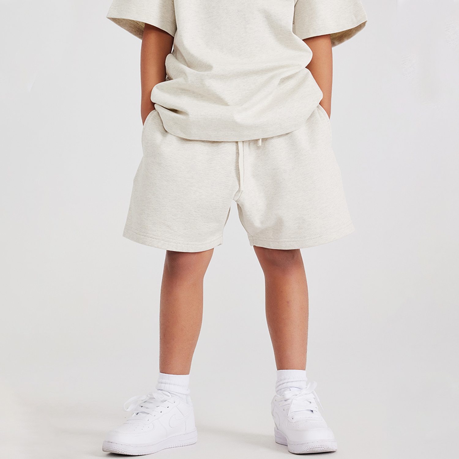 Streetwear Kids Heavyweight 425G Earth Tone FOG 100% Cotton Shorts - Print On Demand | HugePOD-1