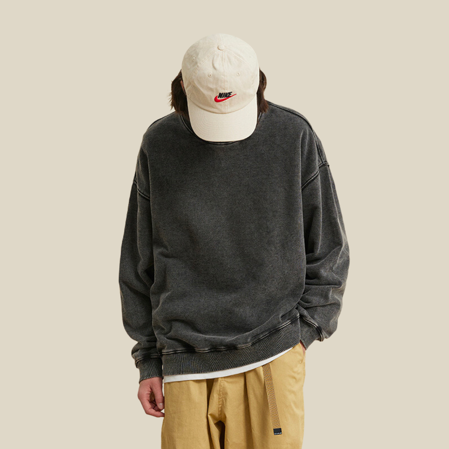 Streetwear Unisex Heavyweight Oversized Stone Wash Sweatshirt