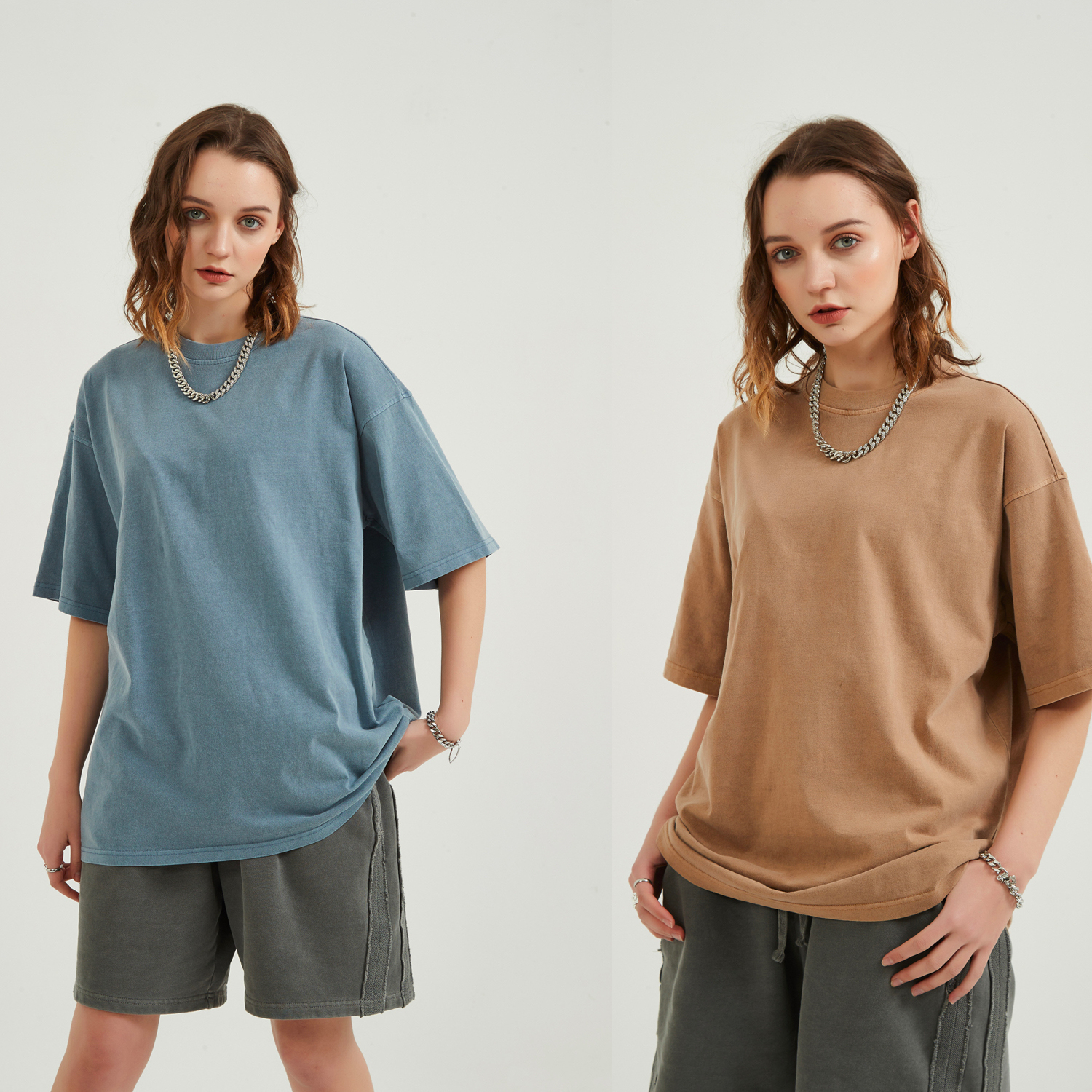 Streetwear Unisex Drop Shoulder Stone Wash T-Shirt - Print on Demand | HugePOD-4