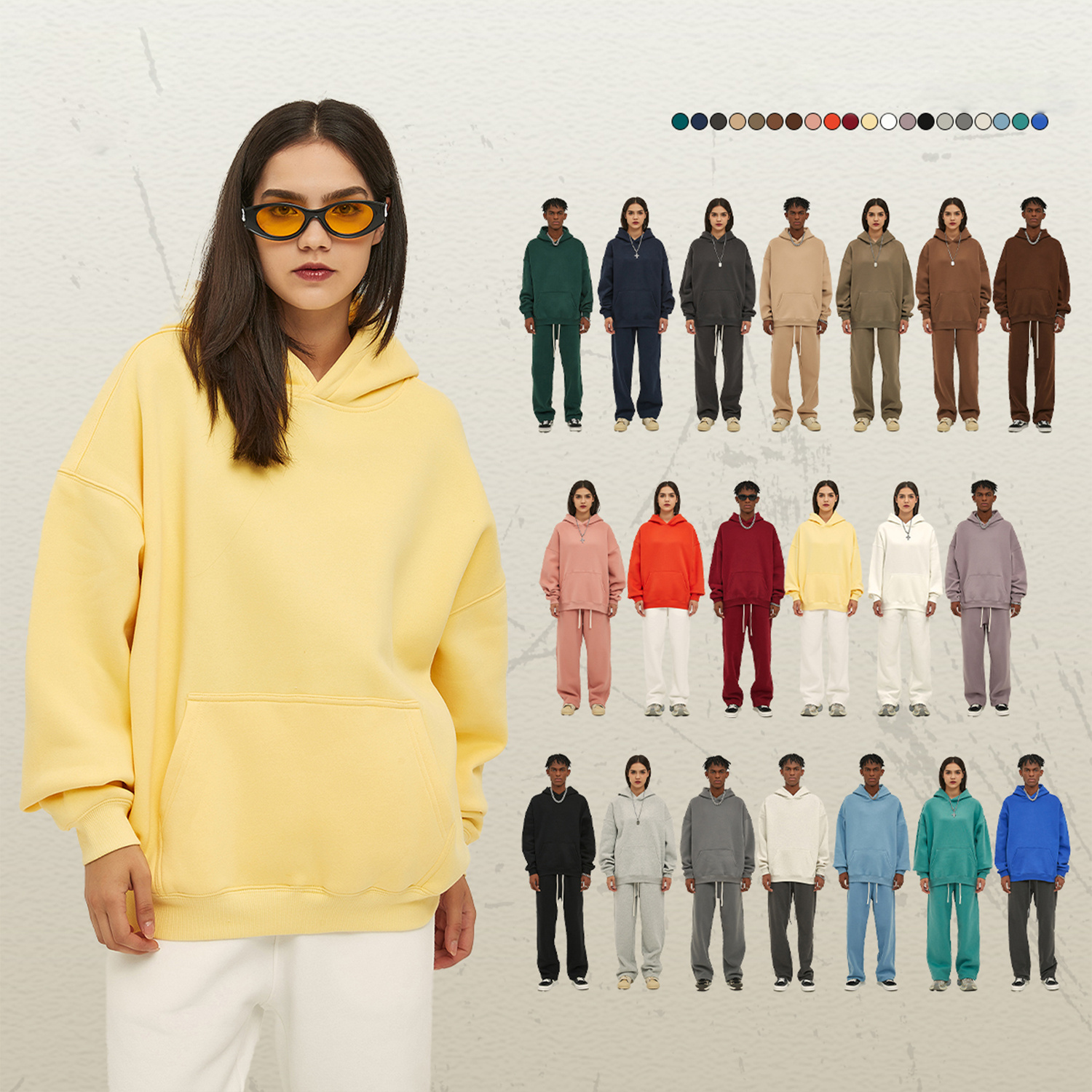 Streetwear Oversized Solid Color Fleece Hoodie | Dropshipping