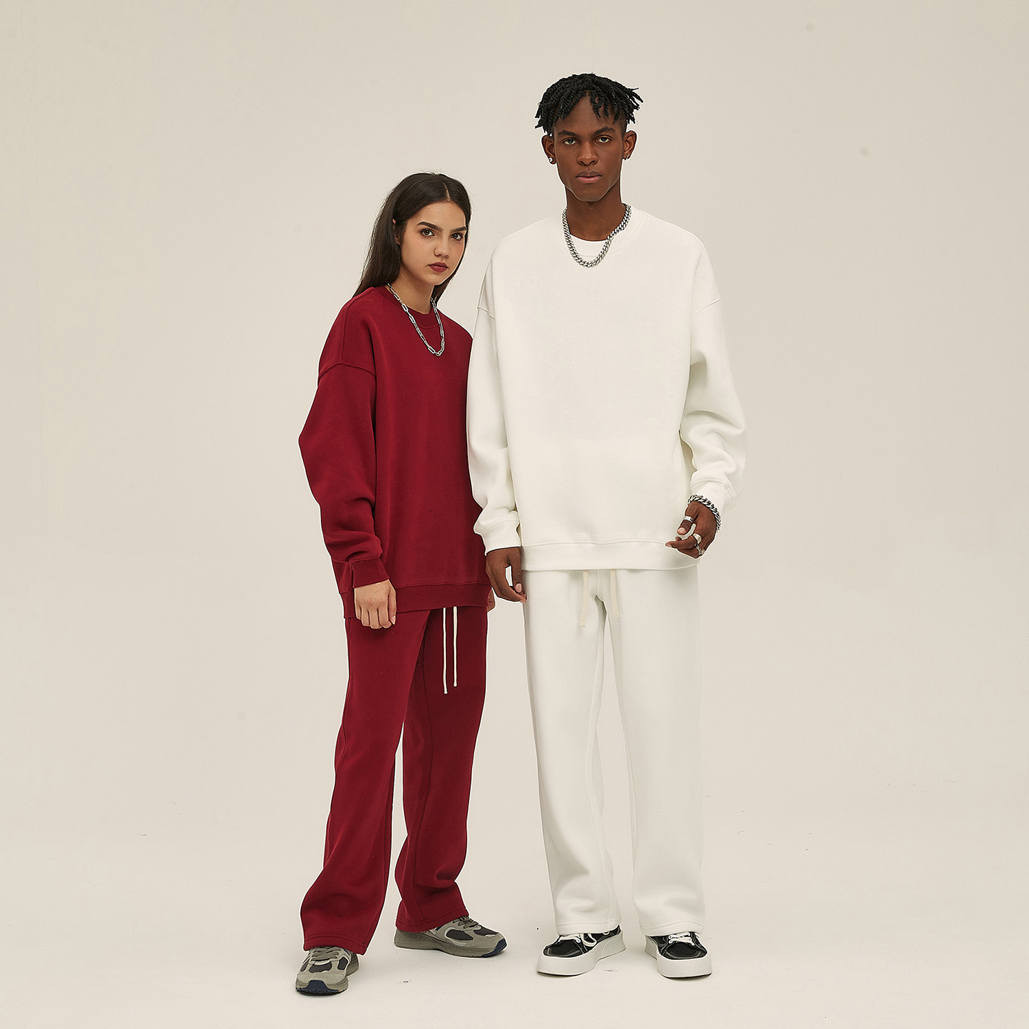 Streetwear Solid Color Fleece Pullover - Print On Demand-4