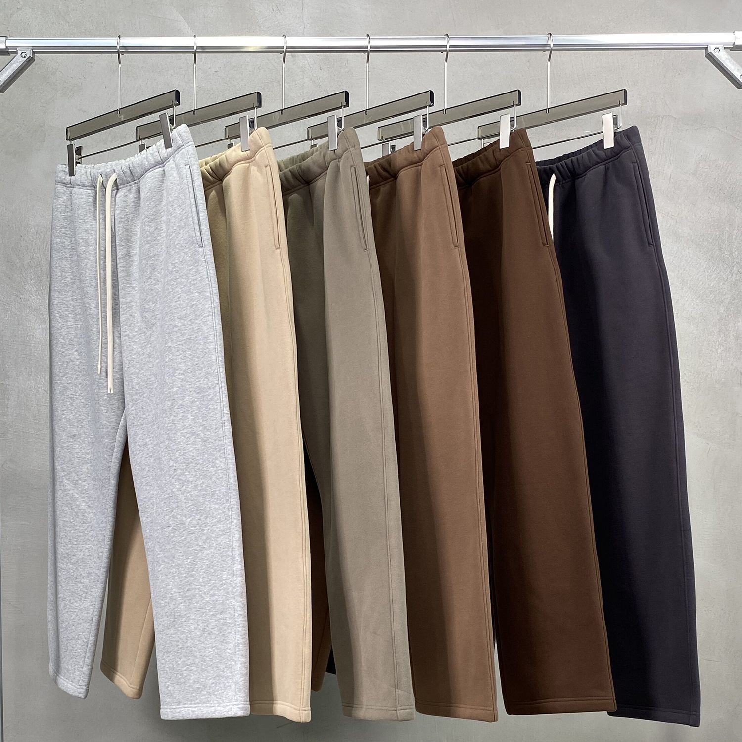 Streetwear Unisex Solid Color Fleece Straight Leg Pants - Print On Demand | HugePOD-34
