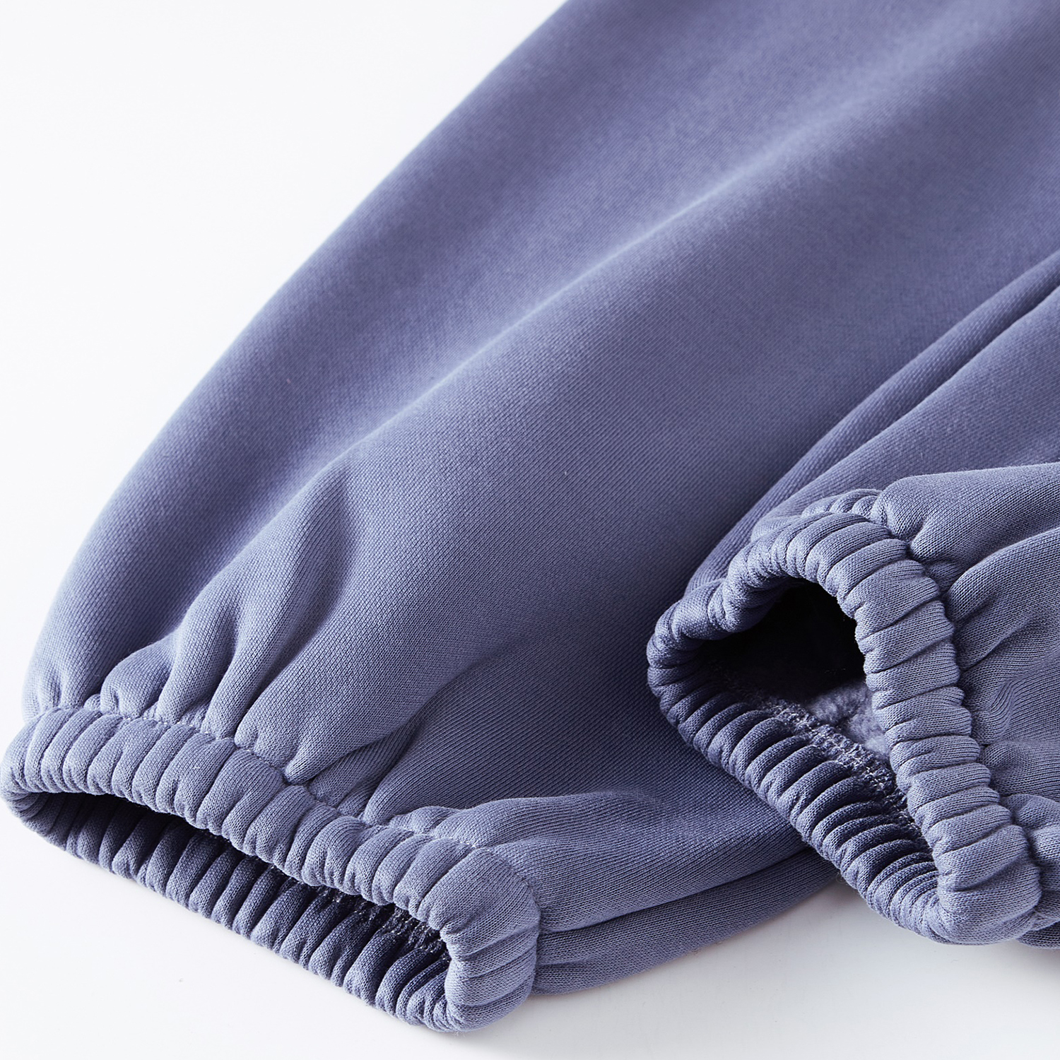 (Denim Blue)Streetwear Unisex Monkey Washed Dyed Fleece Joggers-11