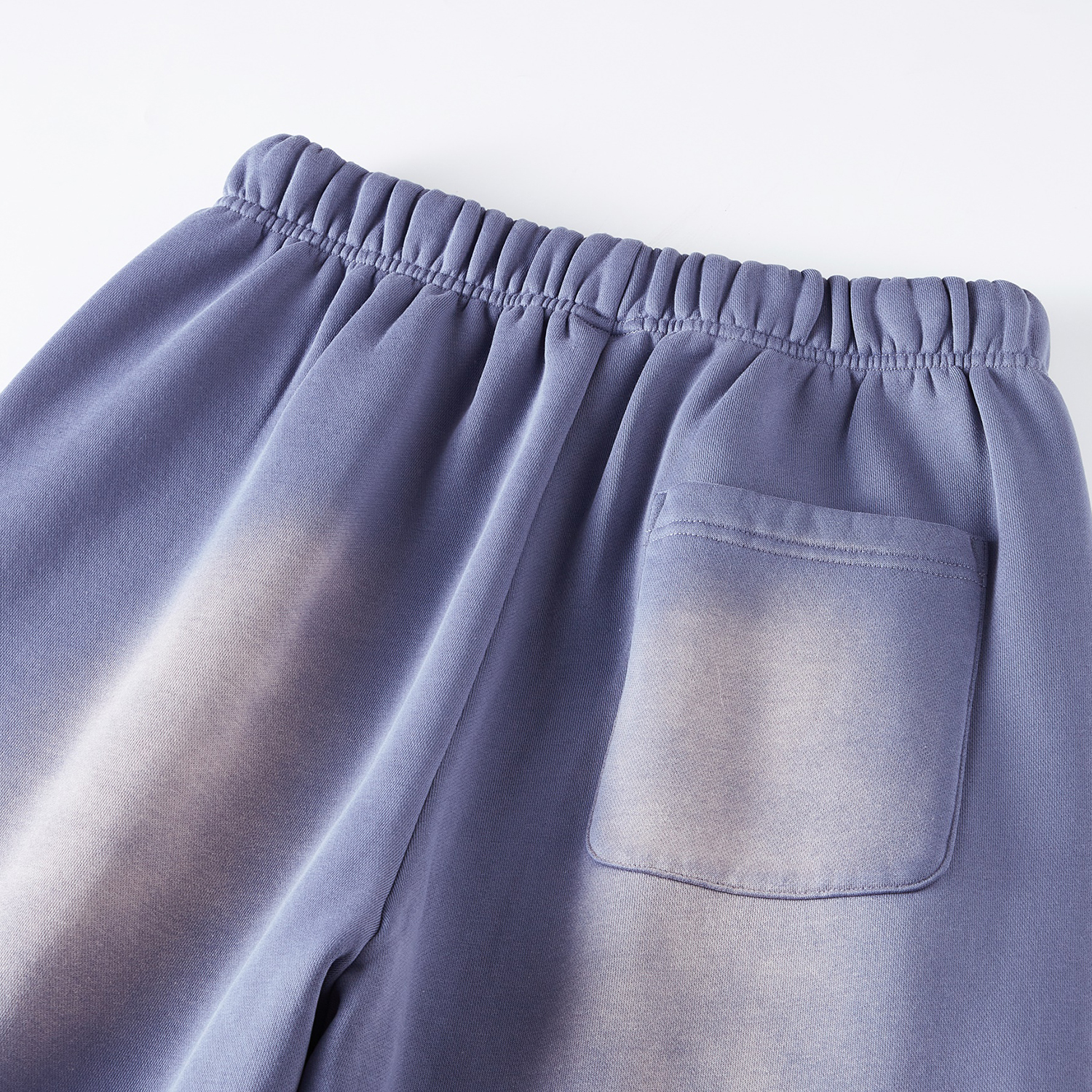 (Denim Blue)Streetwear Unisex Monkey Washed Dyed Fleece Joggers-16