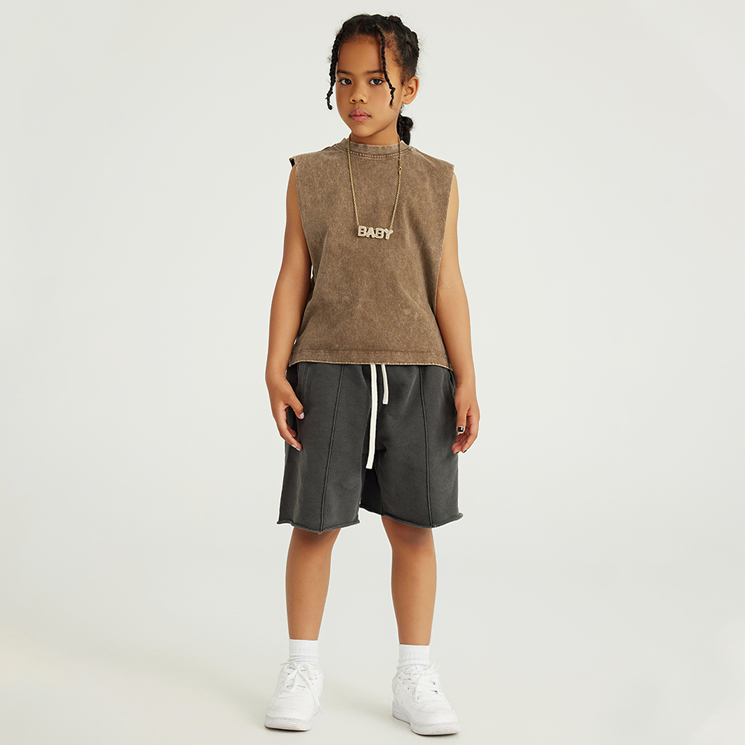 Streetwear Kids Heavyweight Washed 100% Cotton Tank Top - Print On Demand | HugePOD-4